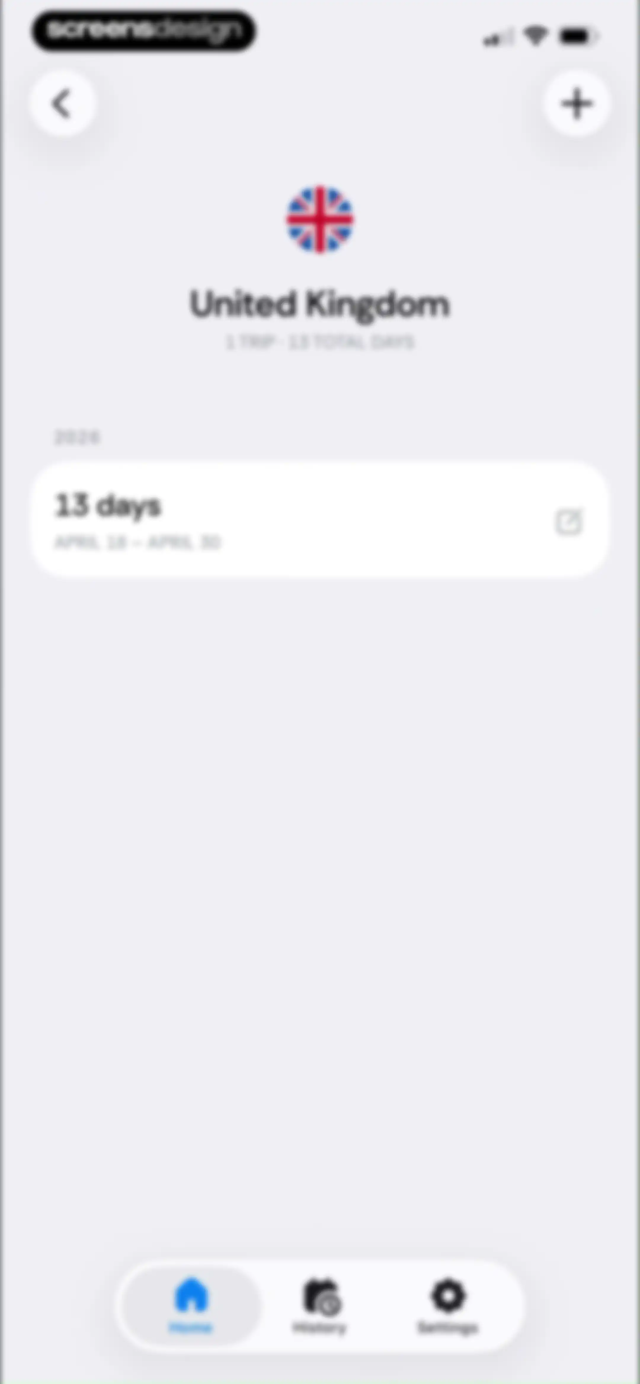 Country Days Tracker: Bounded screen 56