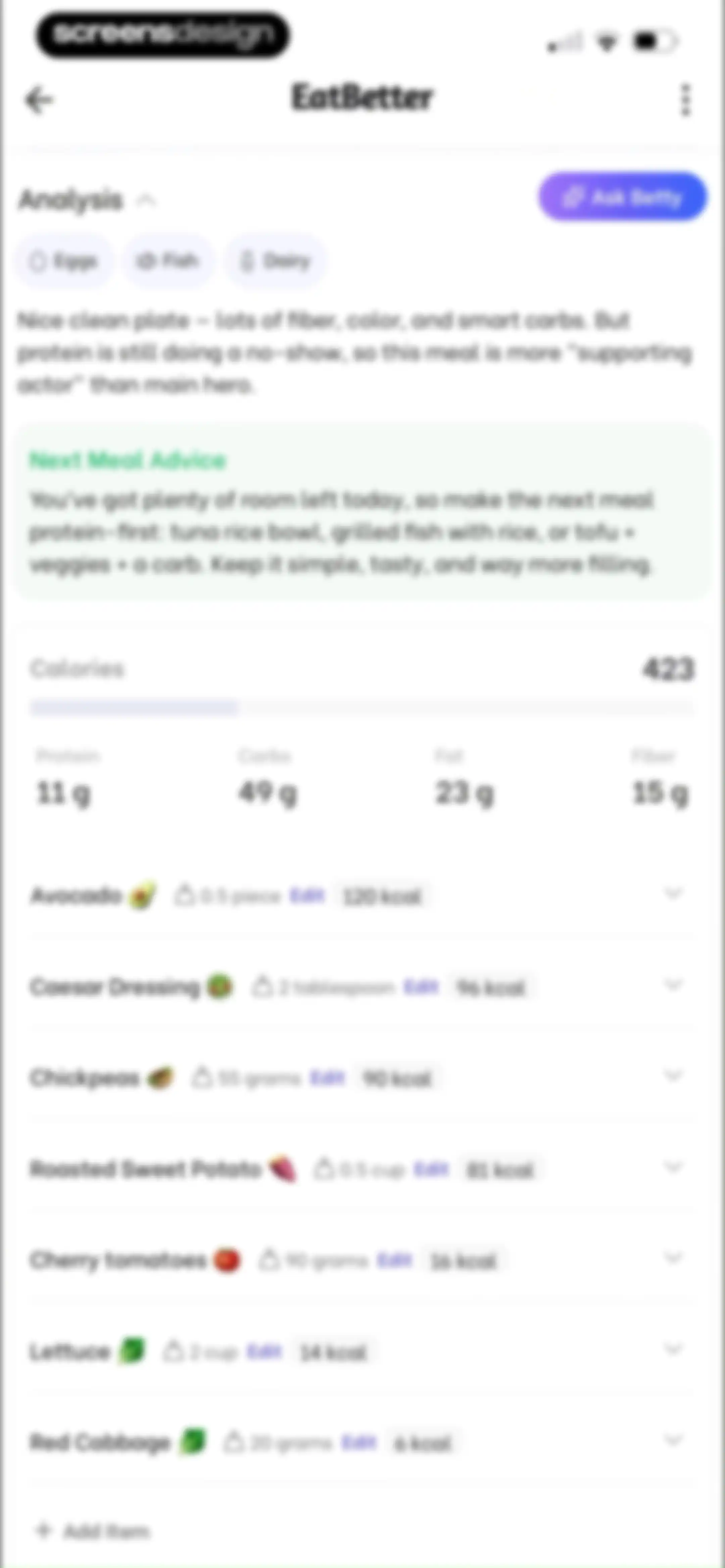 EatBetter: AI Food Journal screen 84