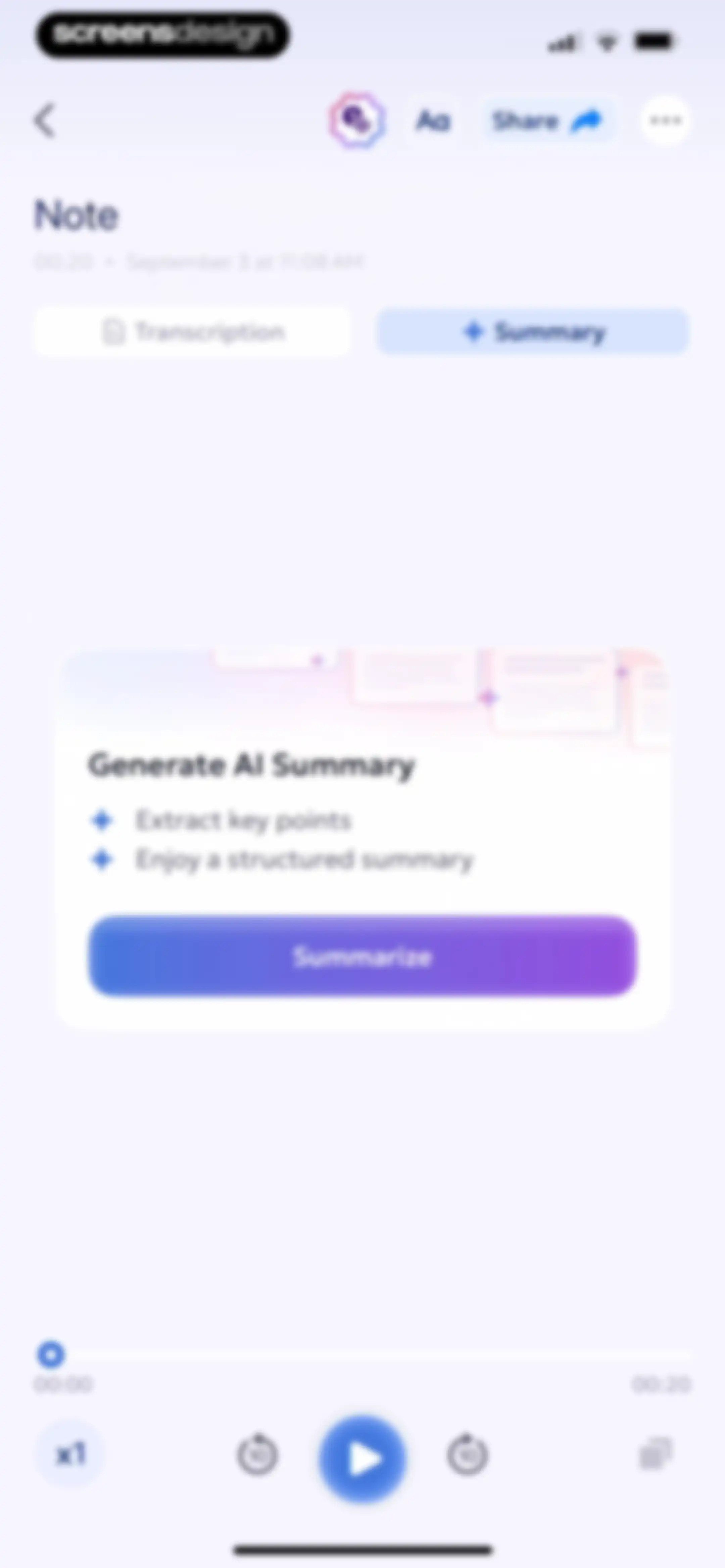 AI Summary - Meeting Notes screen 22