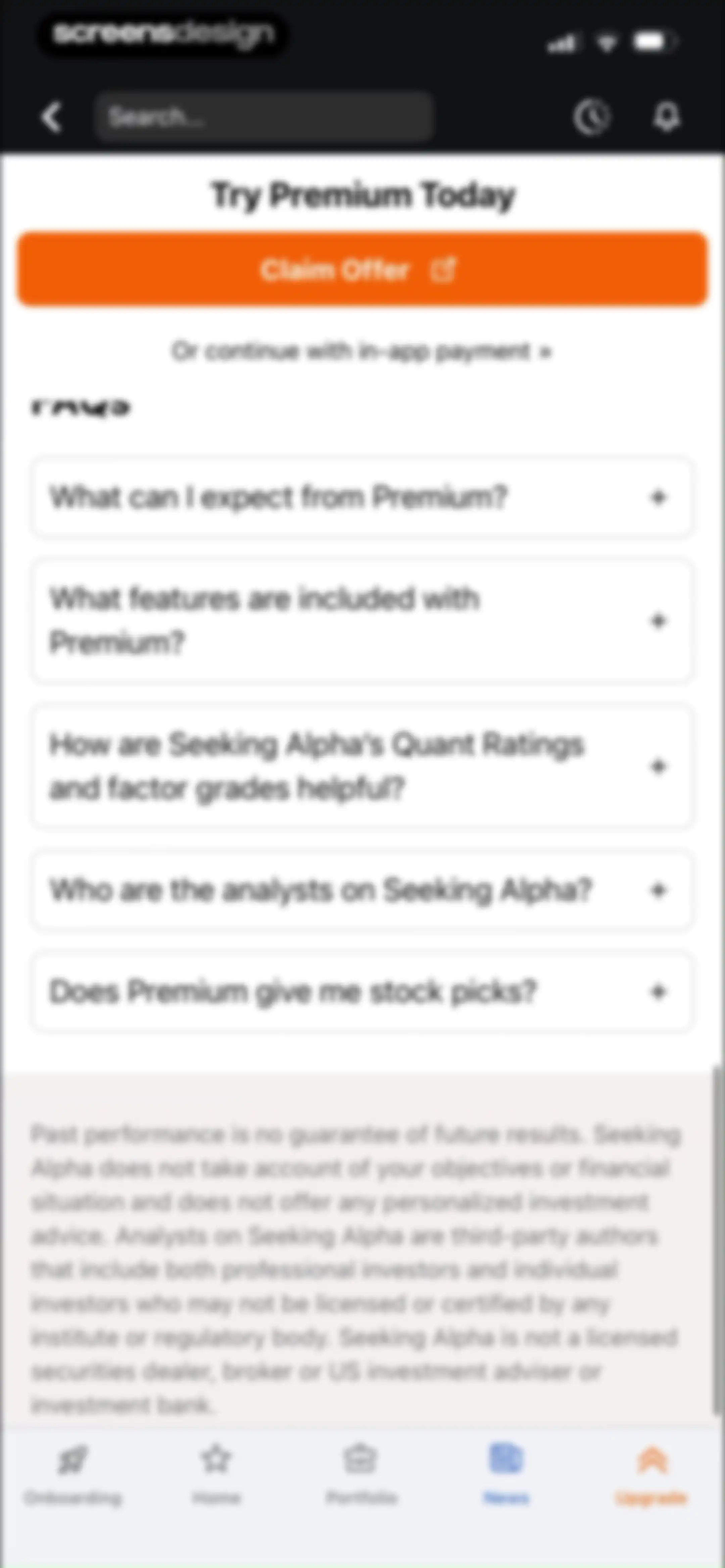 Seeking Alpha: News & Analysis screen 124