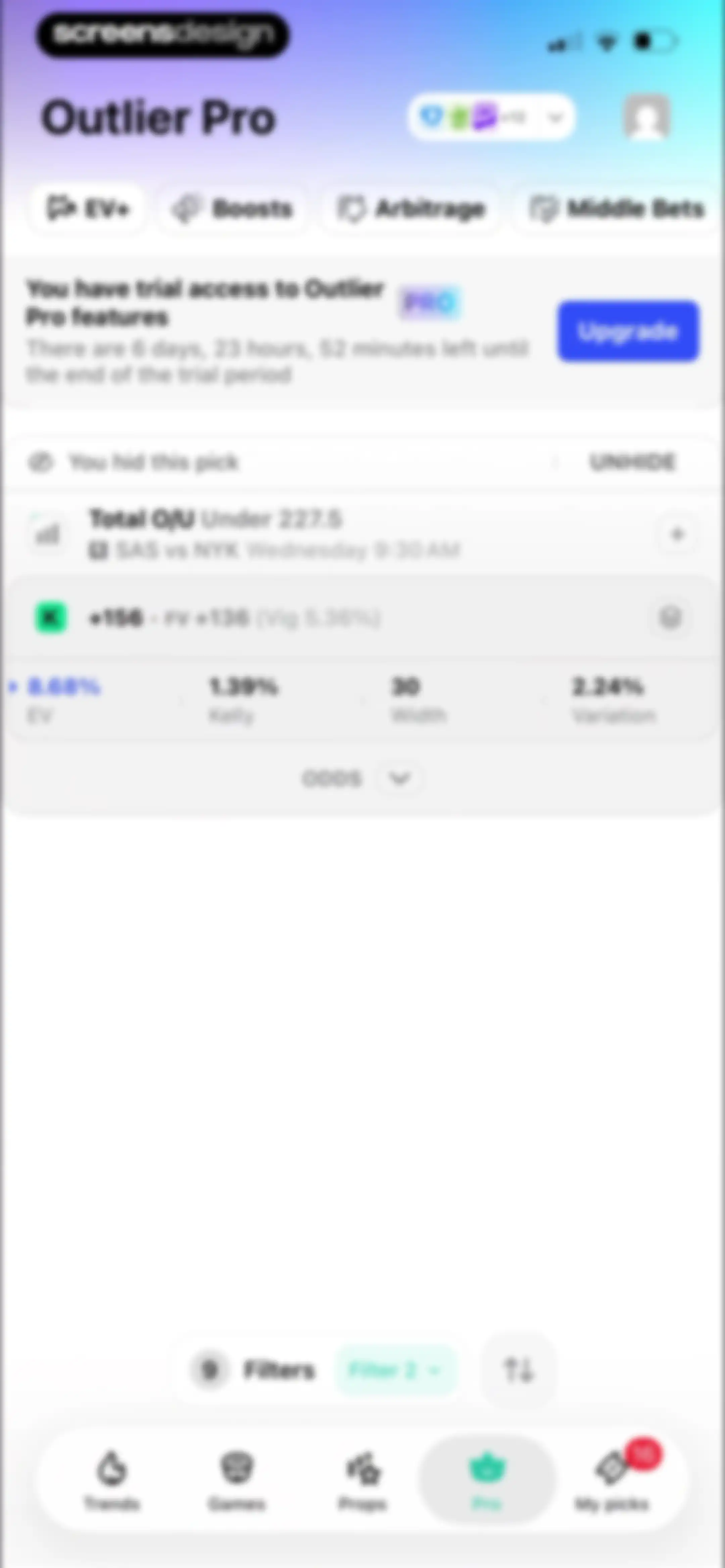 Outlier: Smart Sports Betting screen 98
