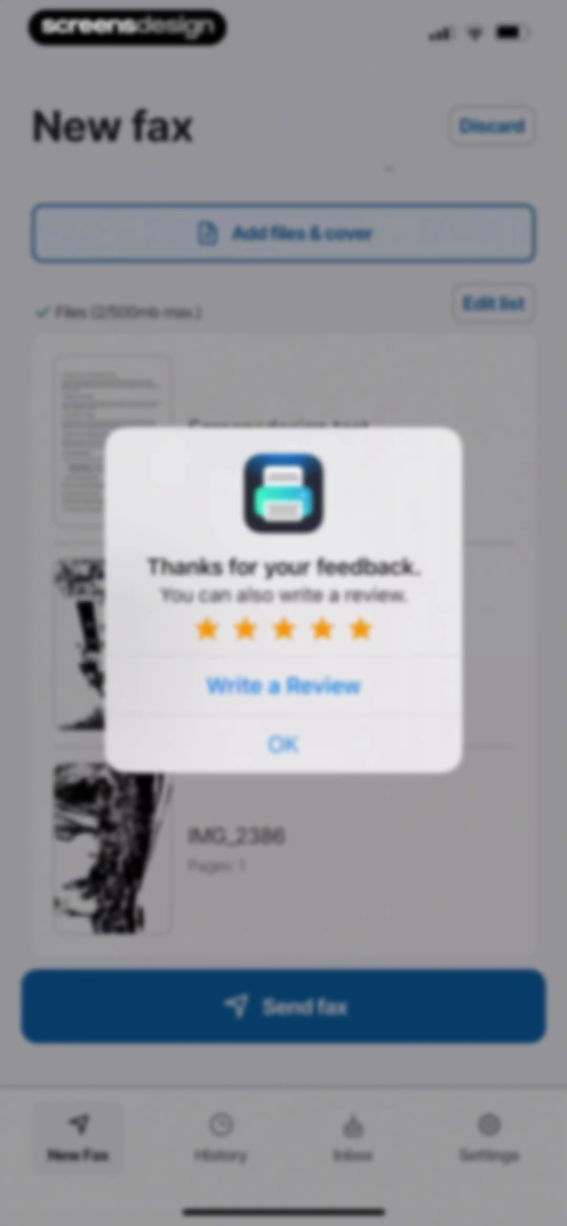 FAX from iPhone・Send doc・Faxer screen 17