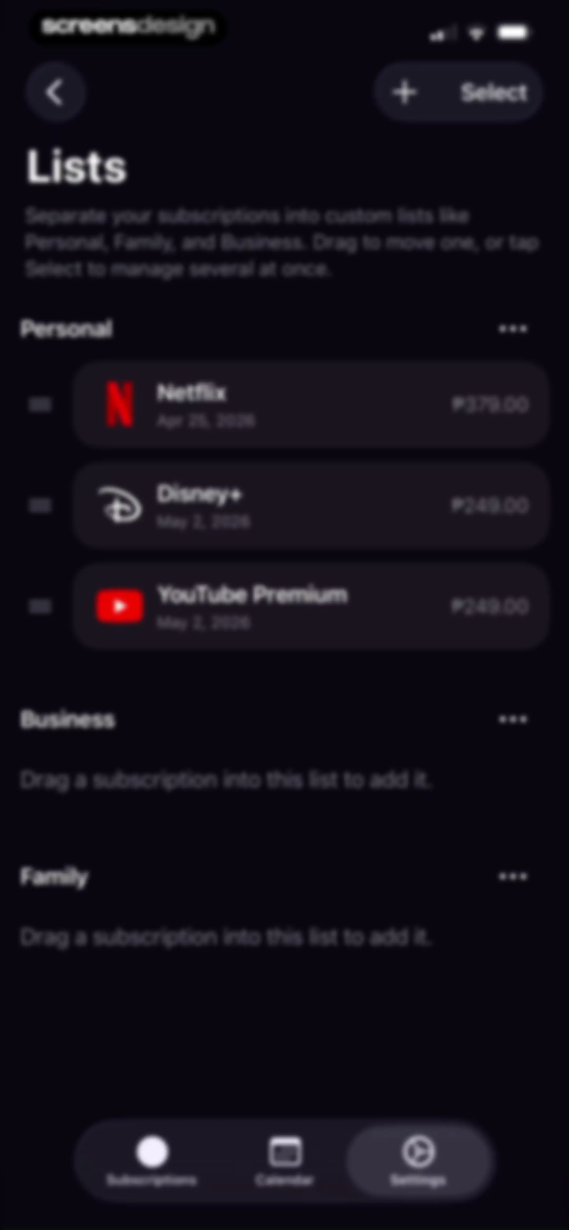 Subscription Manager: Orbit screen 49