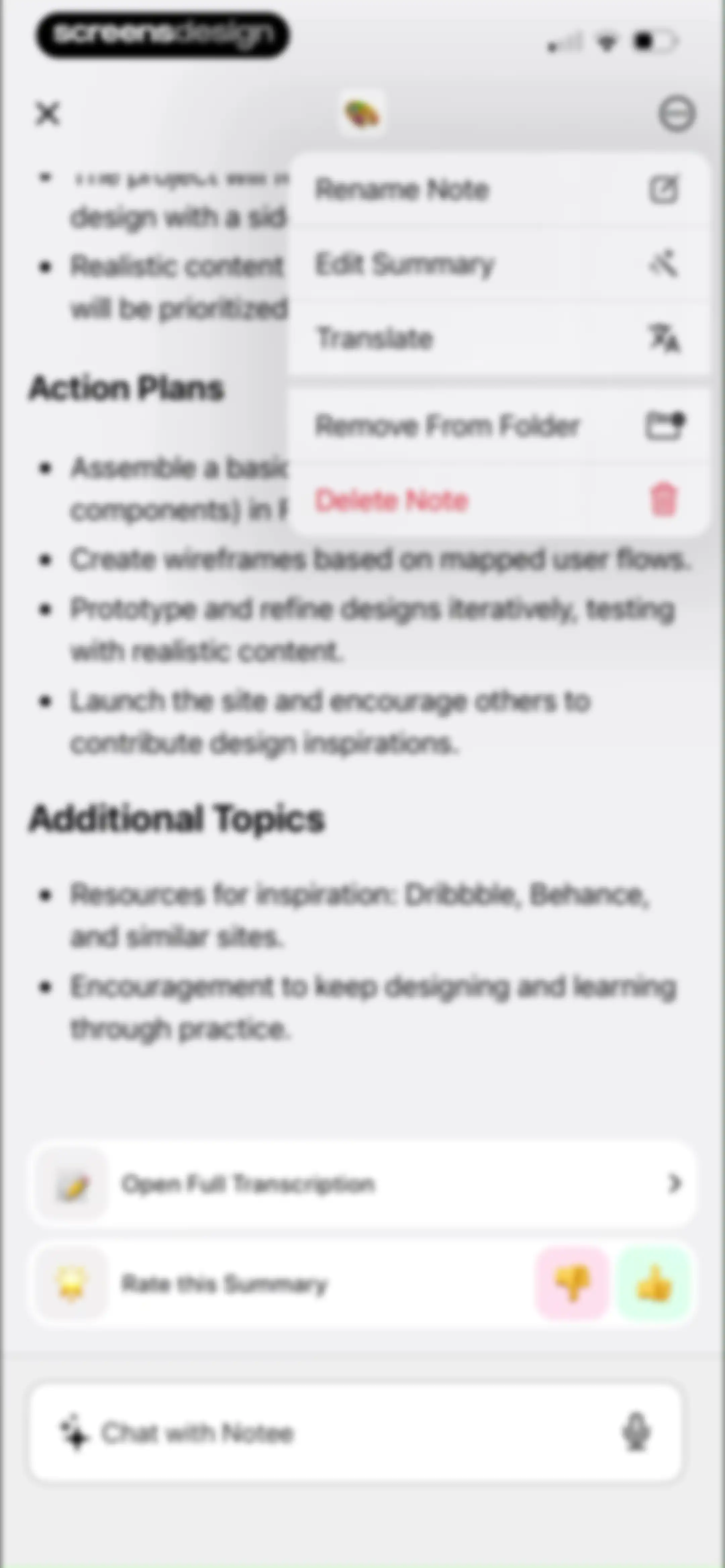 Notee: AI Note Taker screen 86