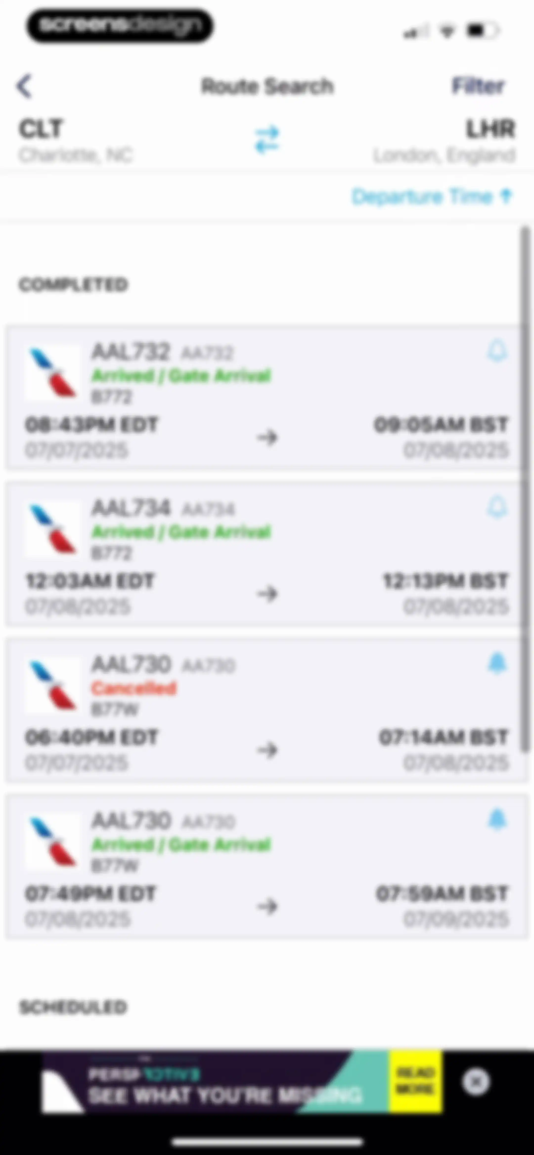 FlightAware Flight Tracker screen 42