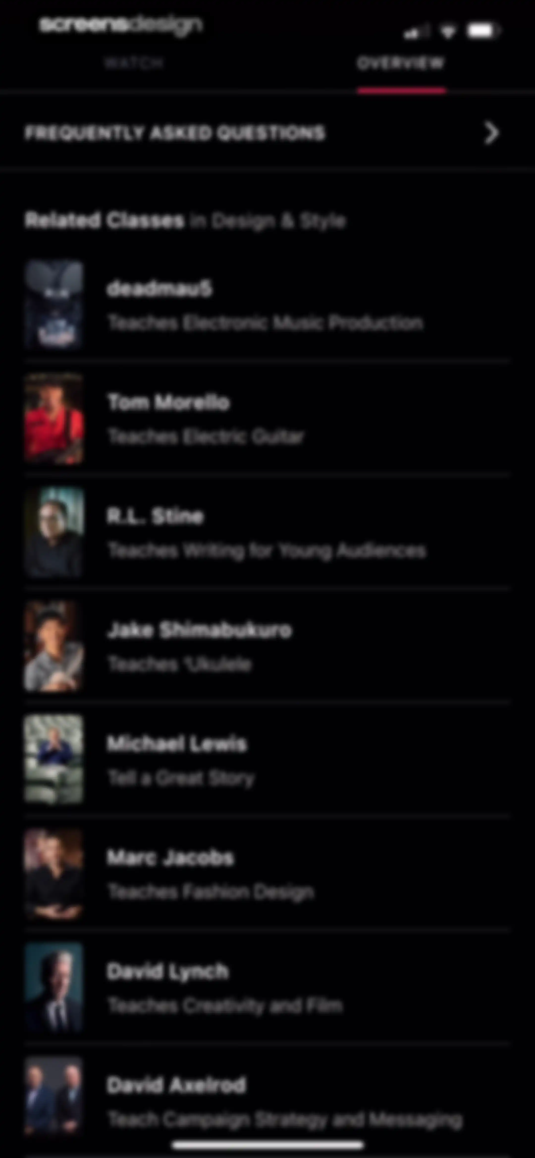 MasterClass: Online Classes screen 20