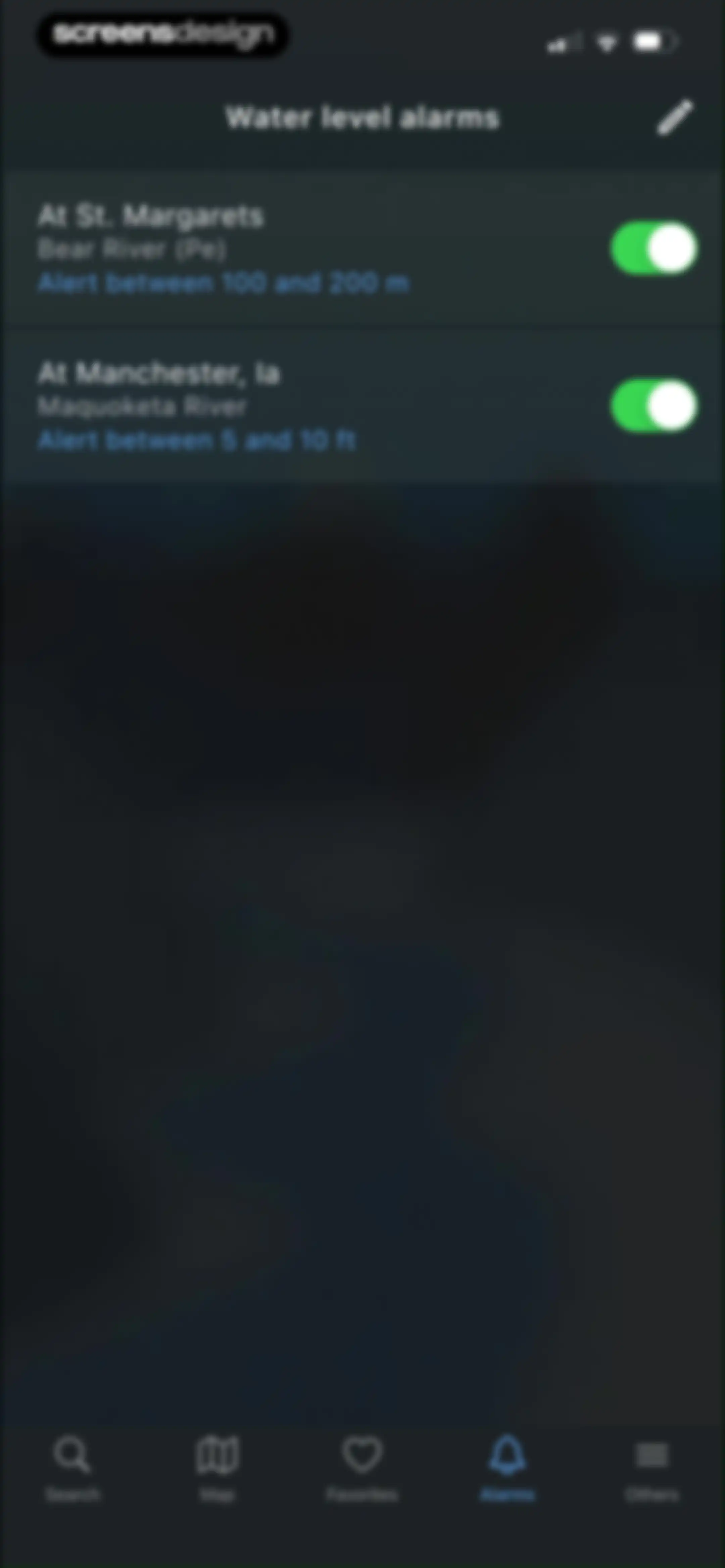 RiverApp - River levels screen 67