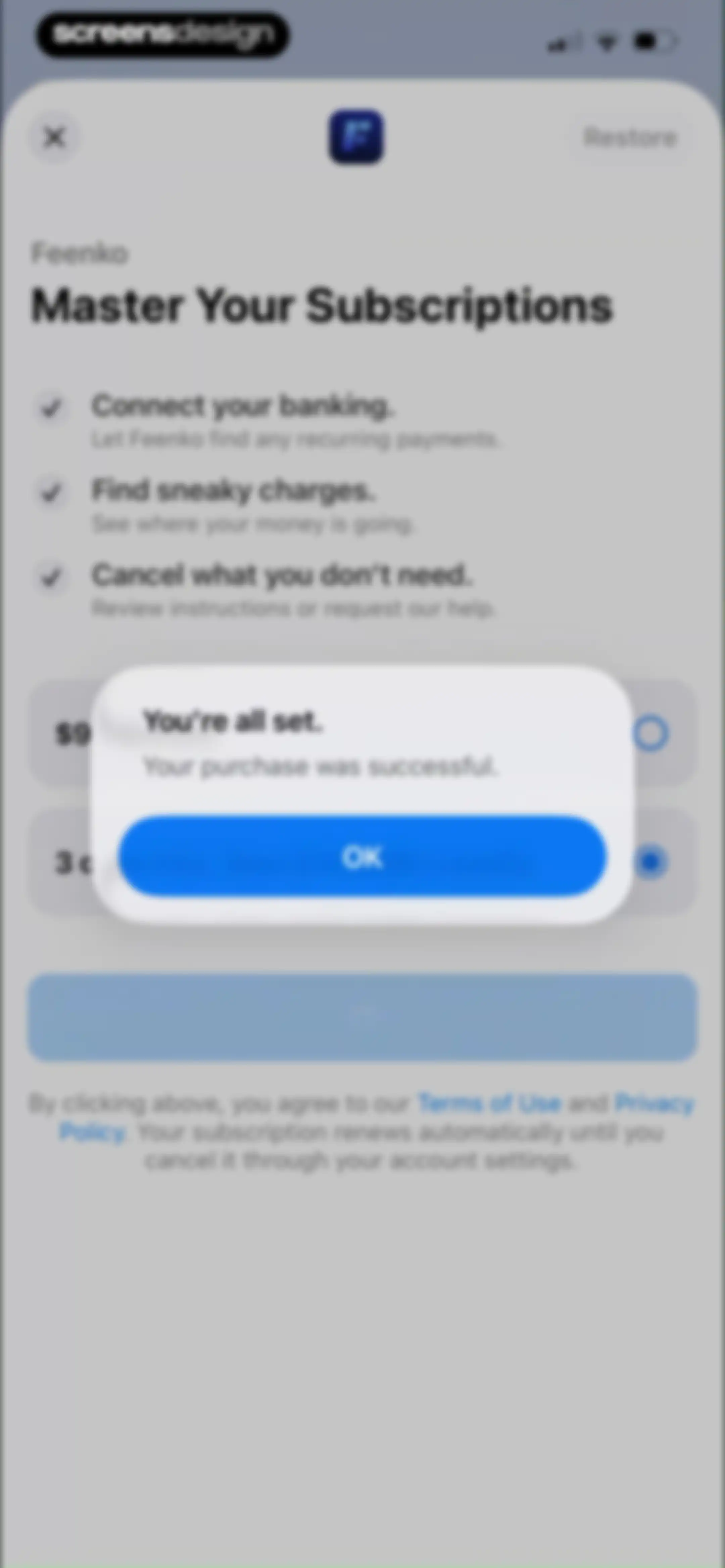 Feenko: Cancel Subscription screen 18