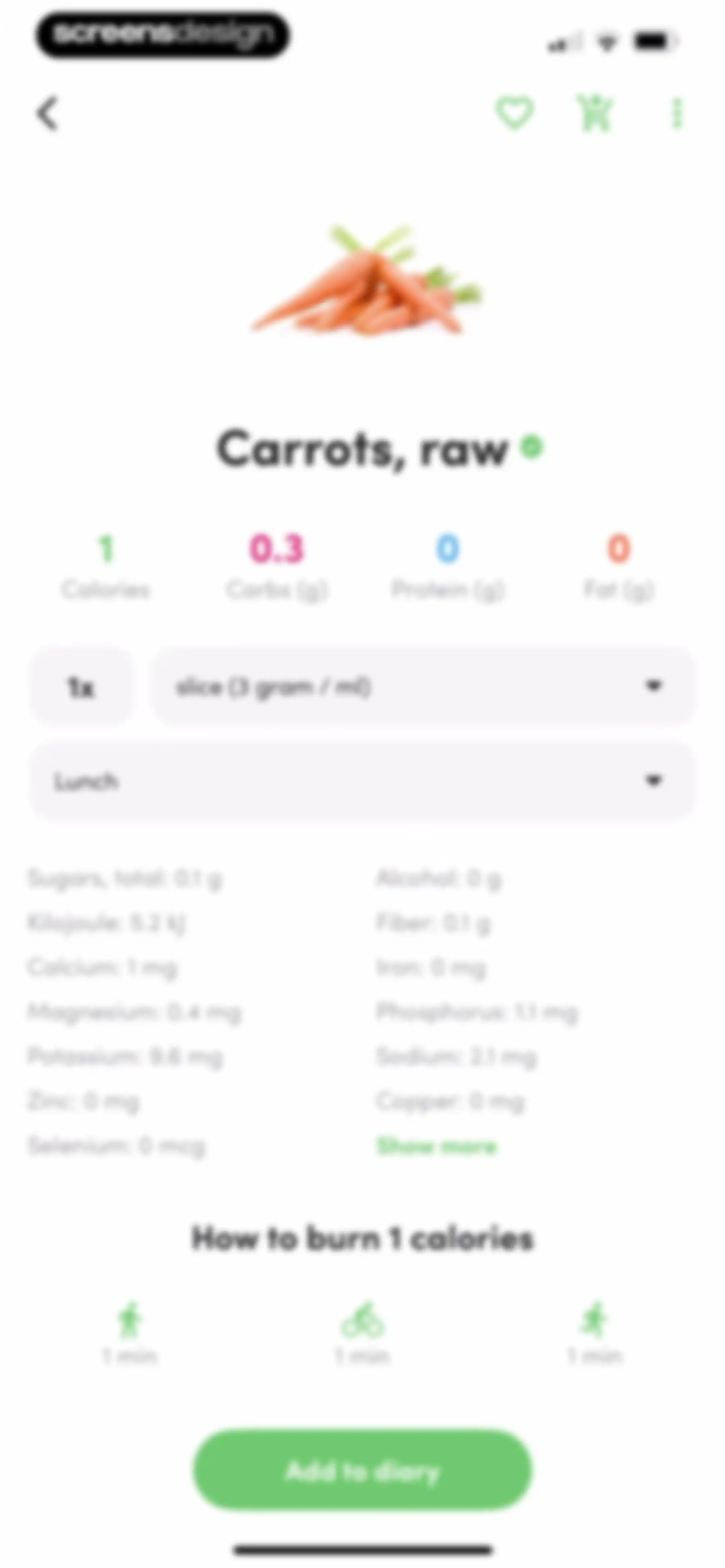Calories and nutrition tracker screen 44