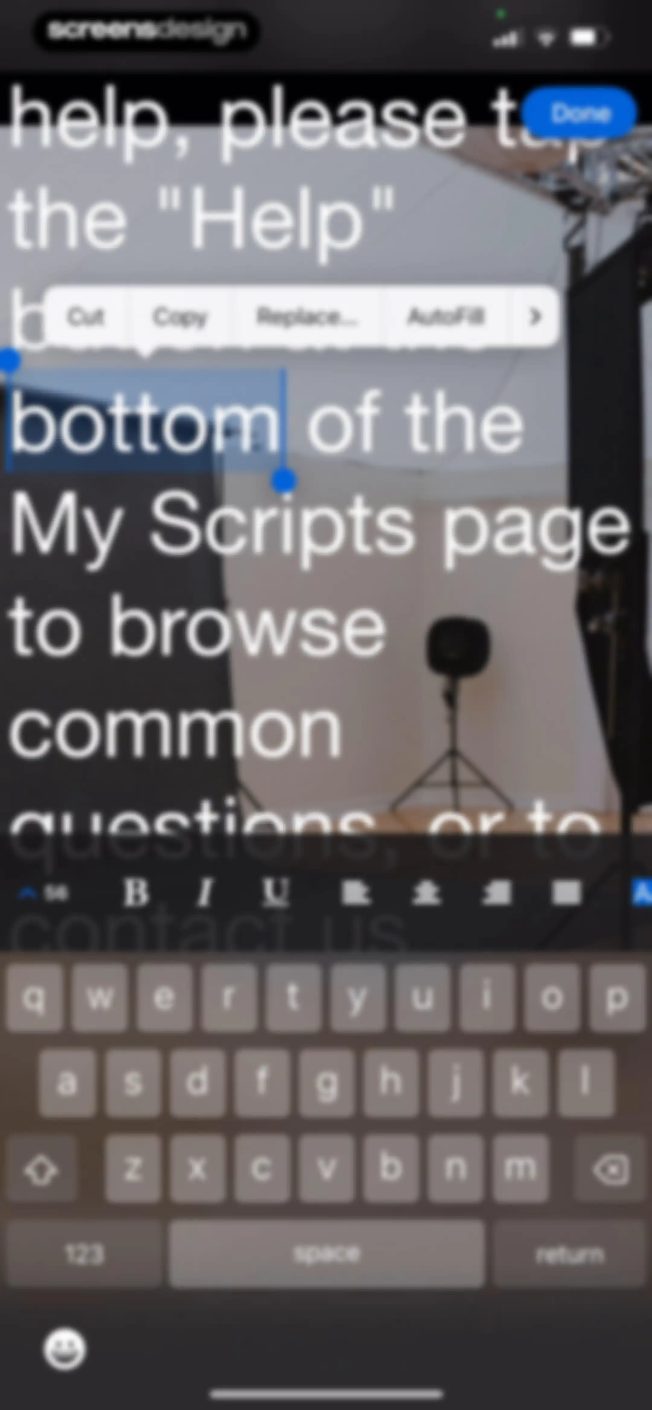 Teleprompter screen 46