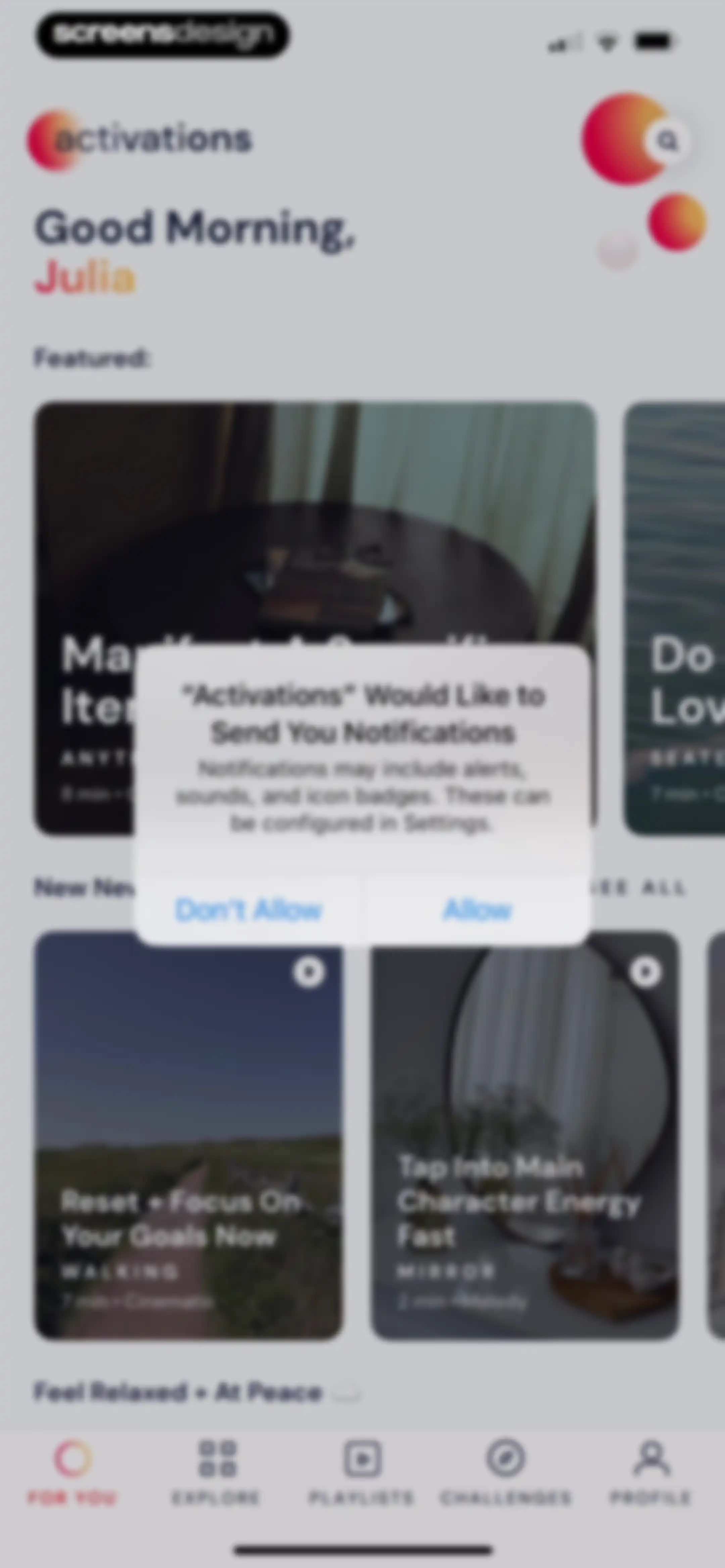 Activations: Daily Motivation screen 27