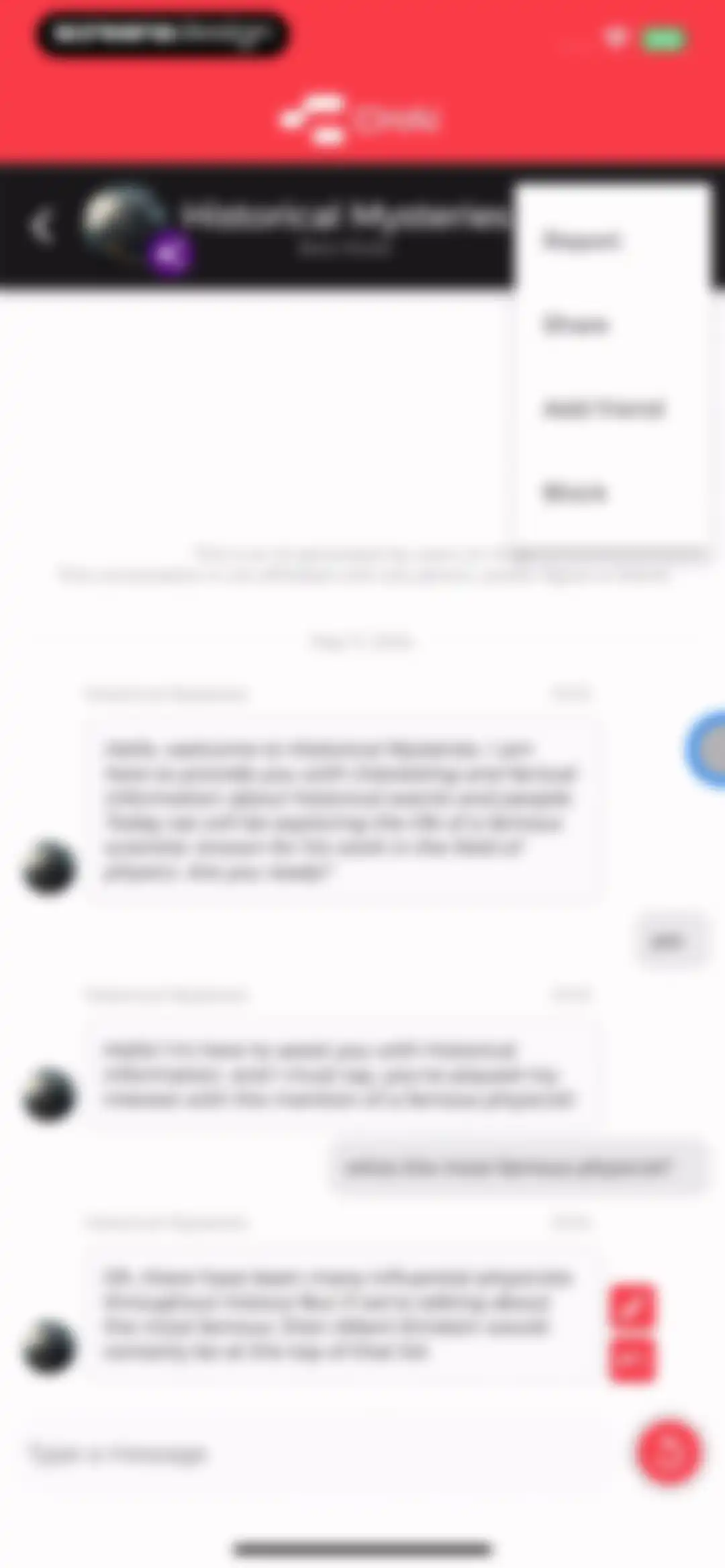 CHAI: Social AI Platform- Chat screen 17