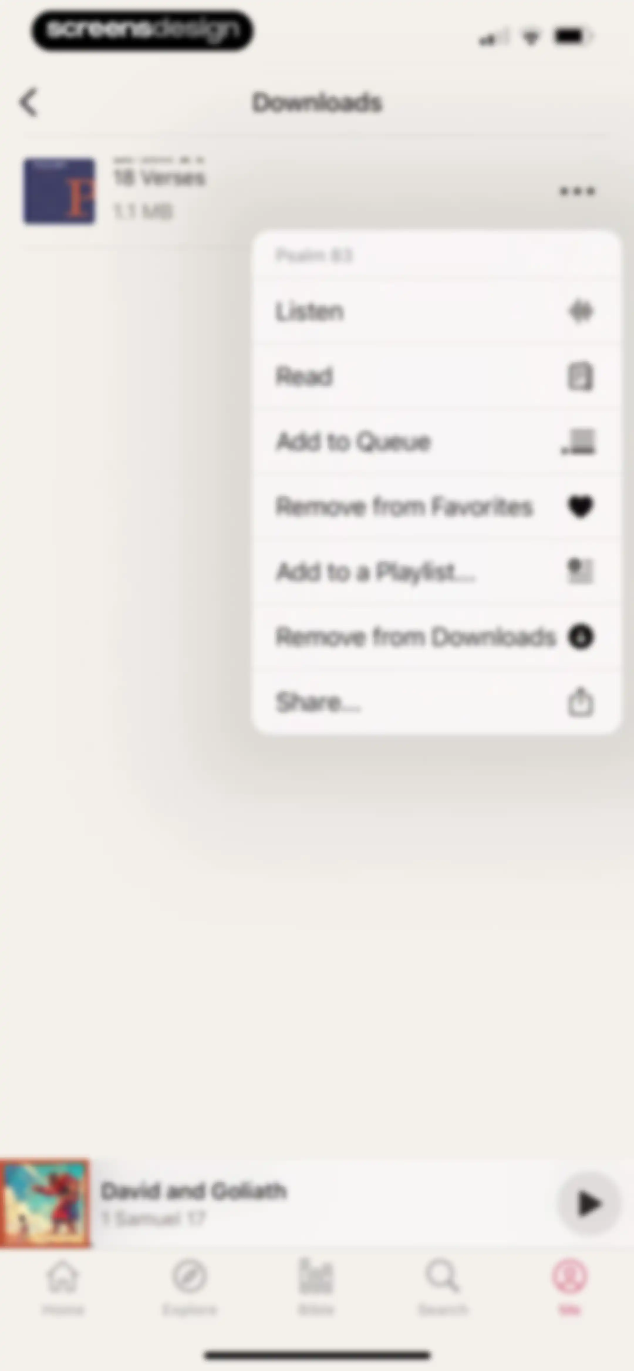 Dwell: Audio Bible screen 98