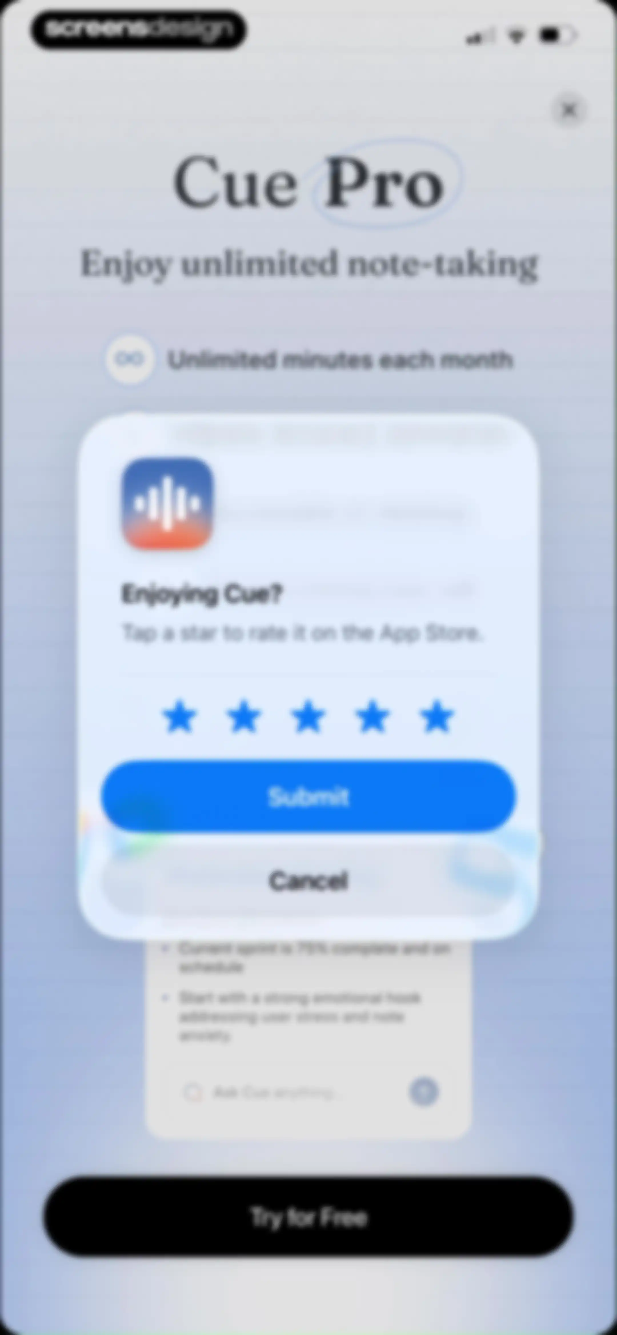 Cue: AI Note Taker & Recorder screen 22
