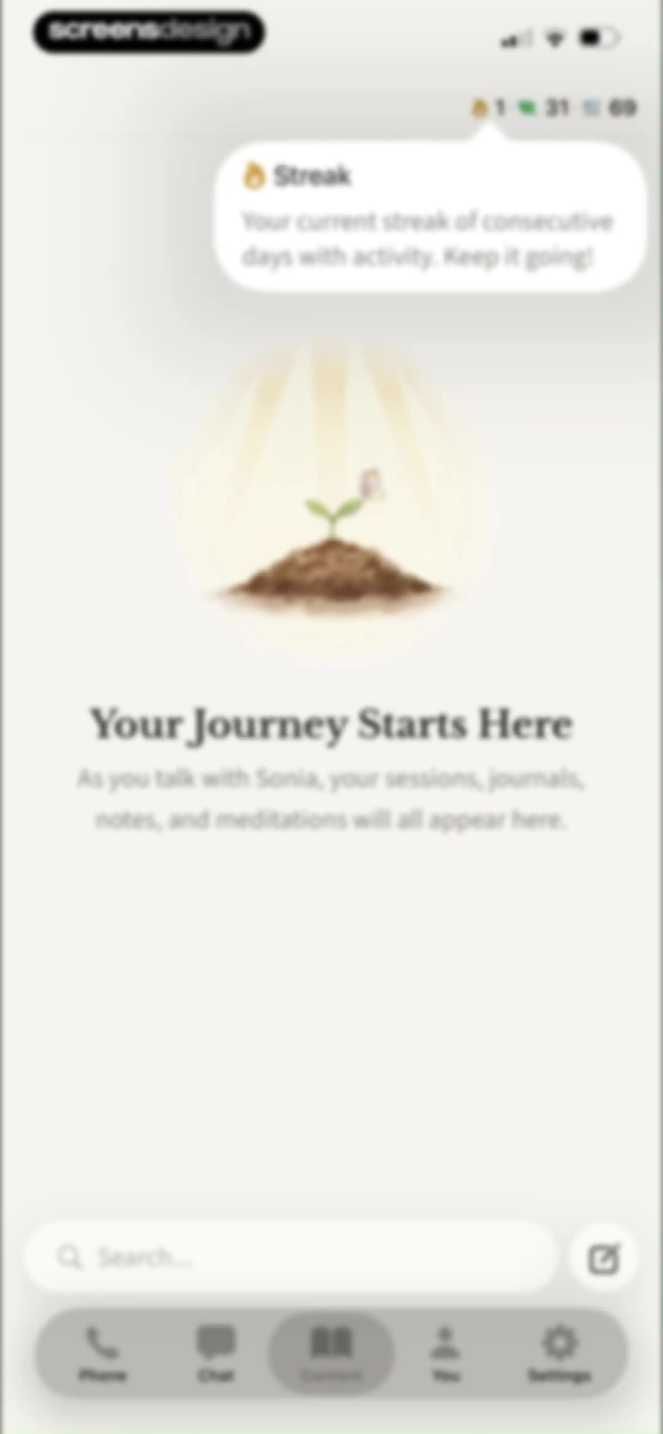 Sonia: AI for Mental Health screen 87