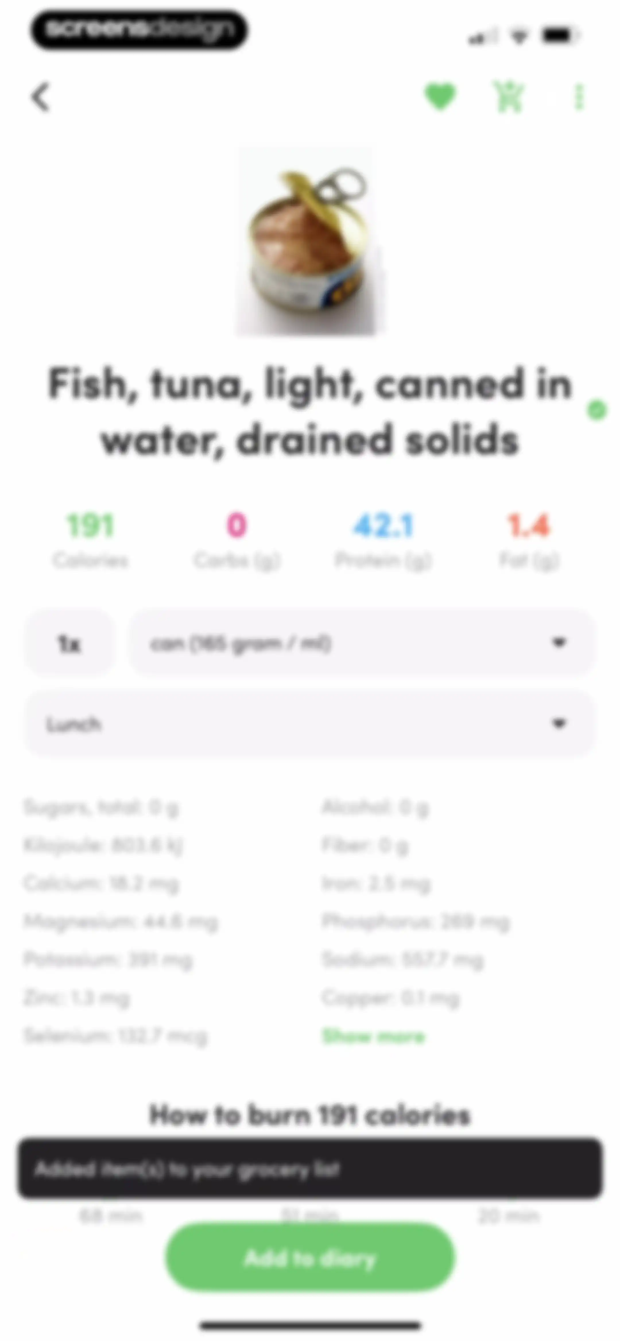 Calories and nutrition tracker screen 49
