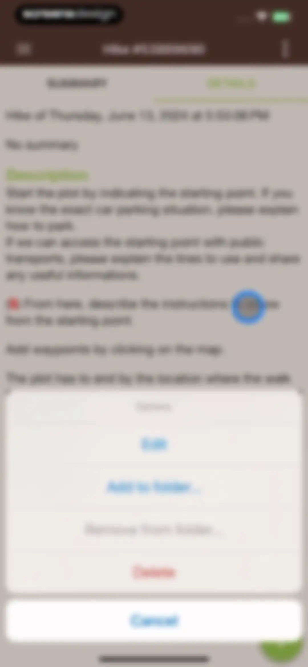 Visorando Walking Routes screen 30