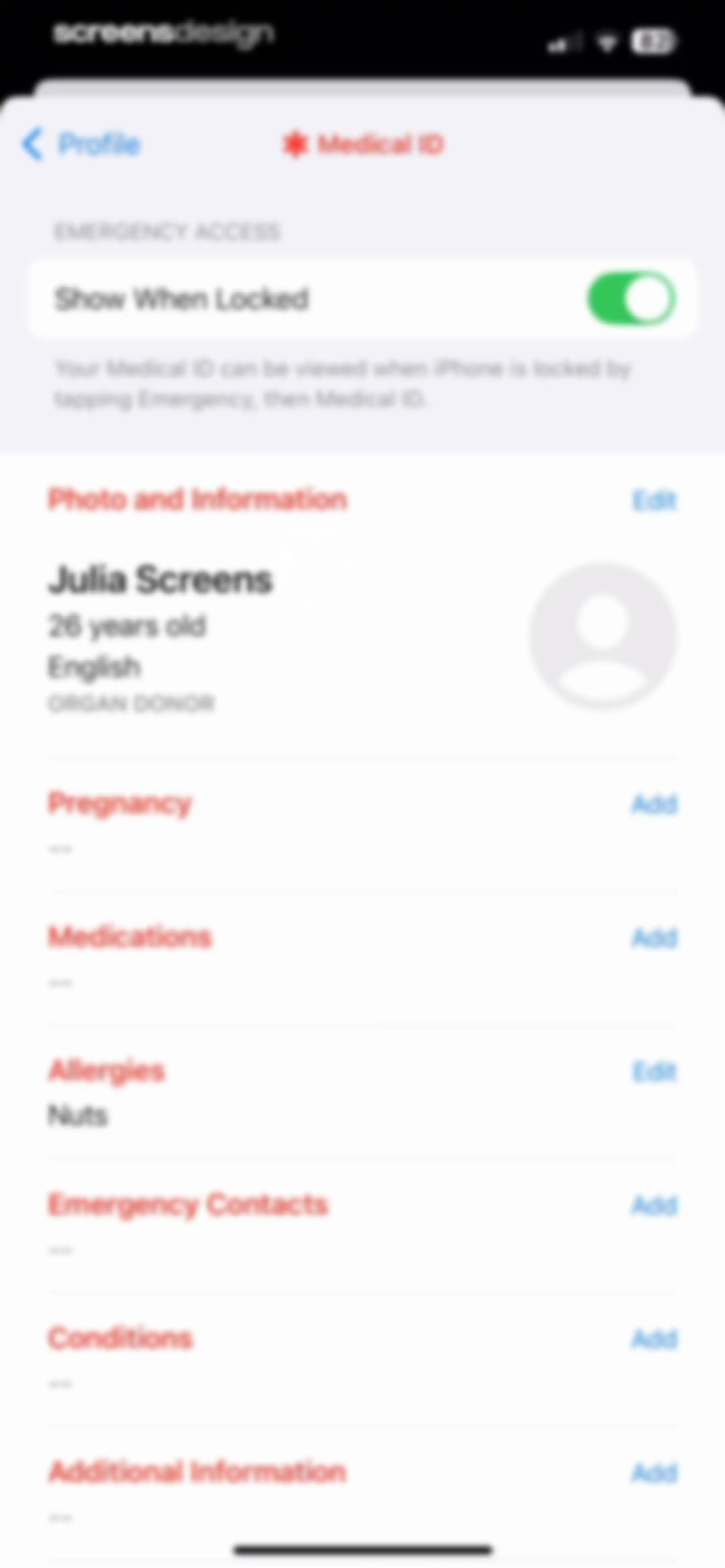 Apple Health screen 185