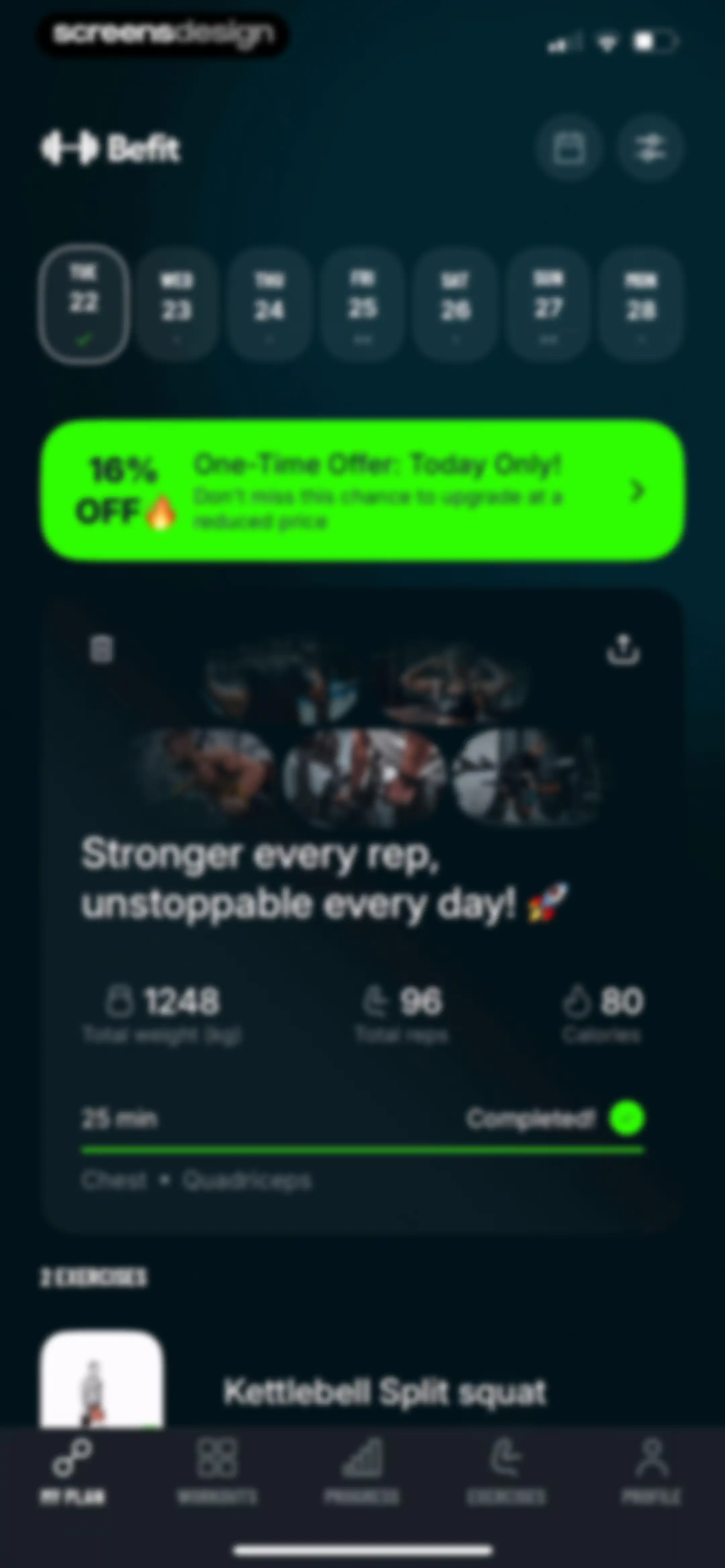 Befit: Gym & Home Workout Plan screen 61