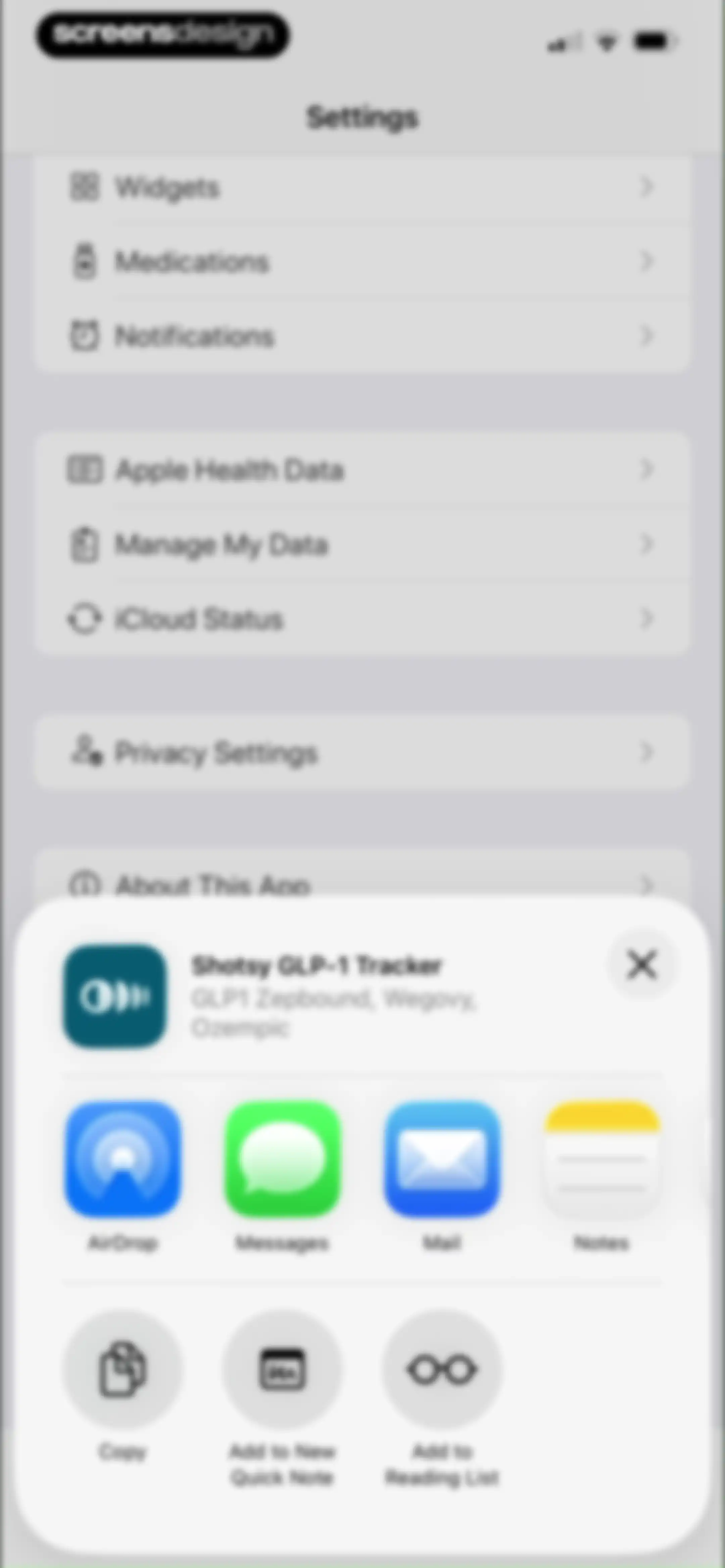Shotsy GLP-1 Tracker screen 105