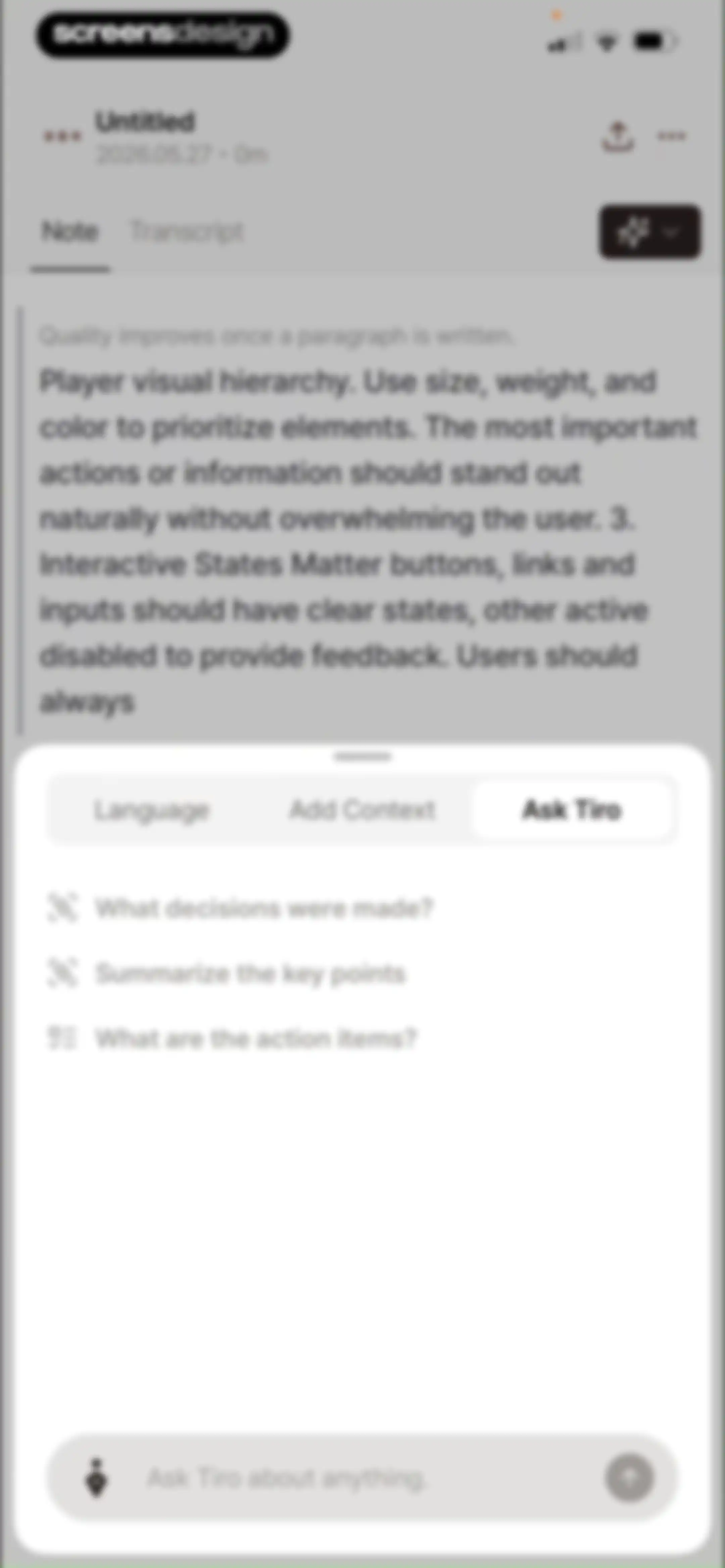 Tiro - AI Meeting Notes screen 23