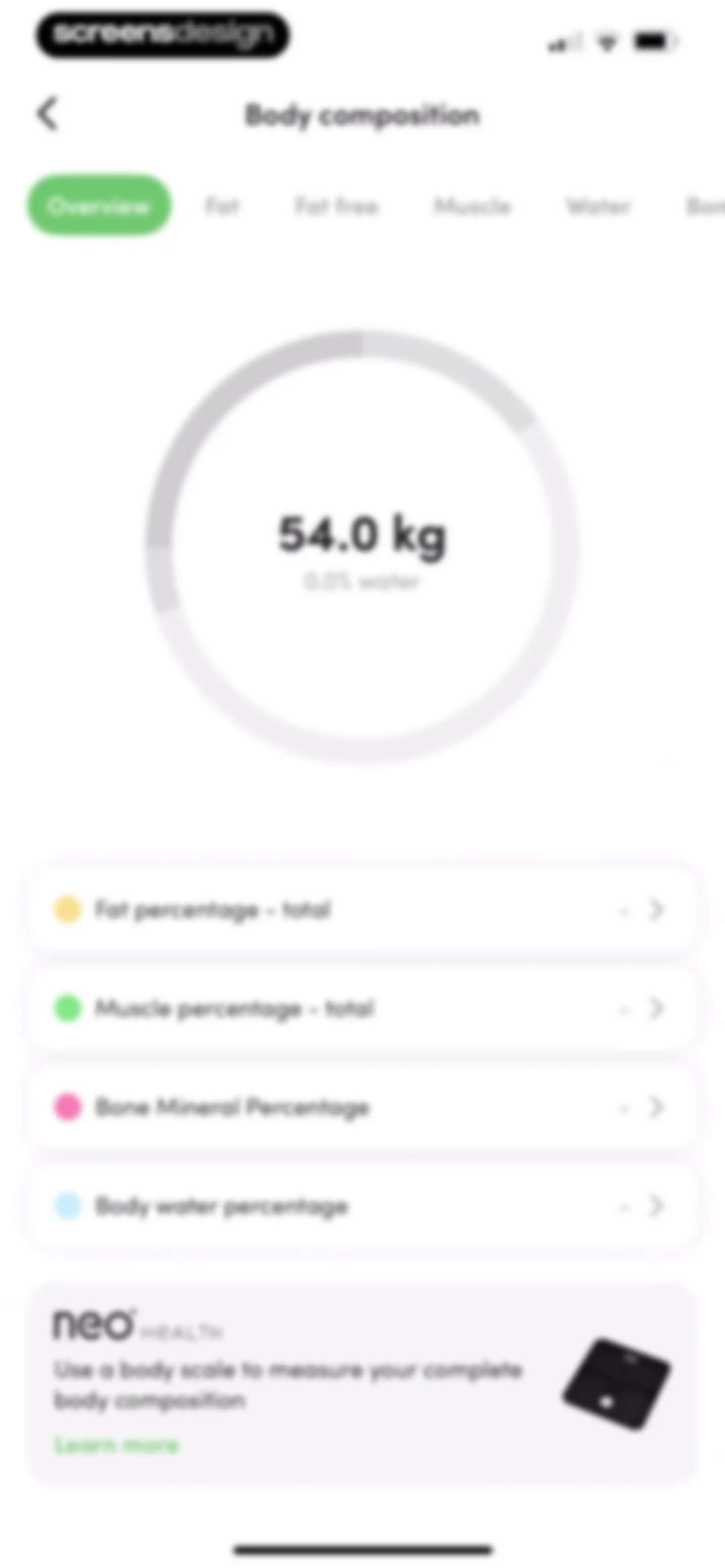 Calories and nutrition tracker screen 92