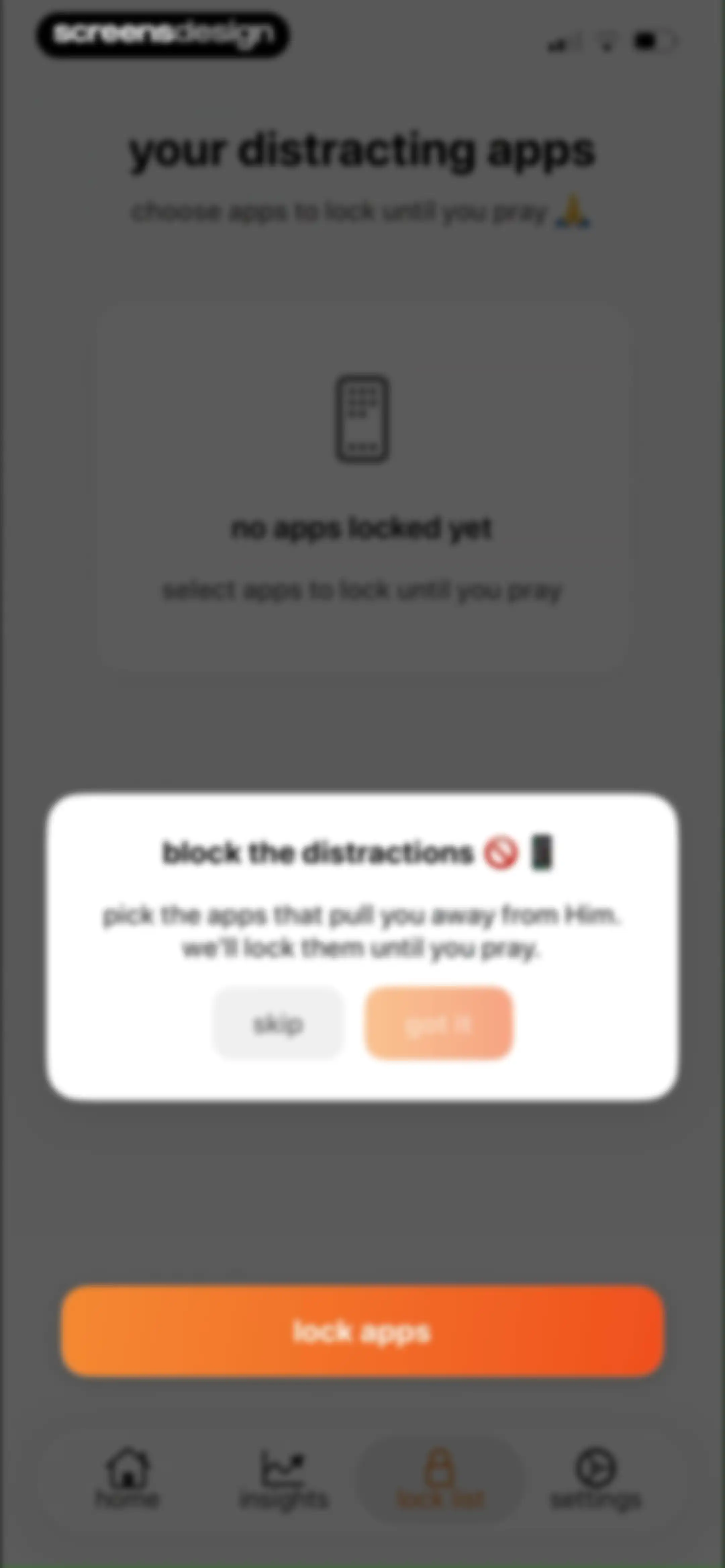 prayer lock: christian focus screen 64