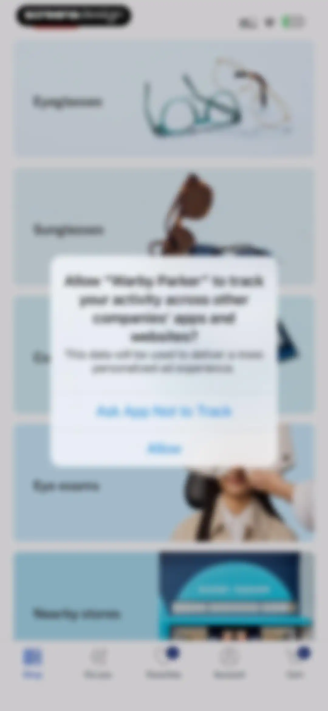 Warby Parker screen 1