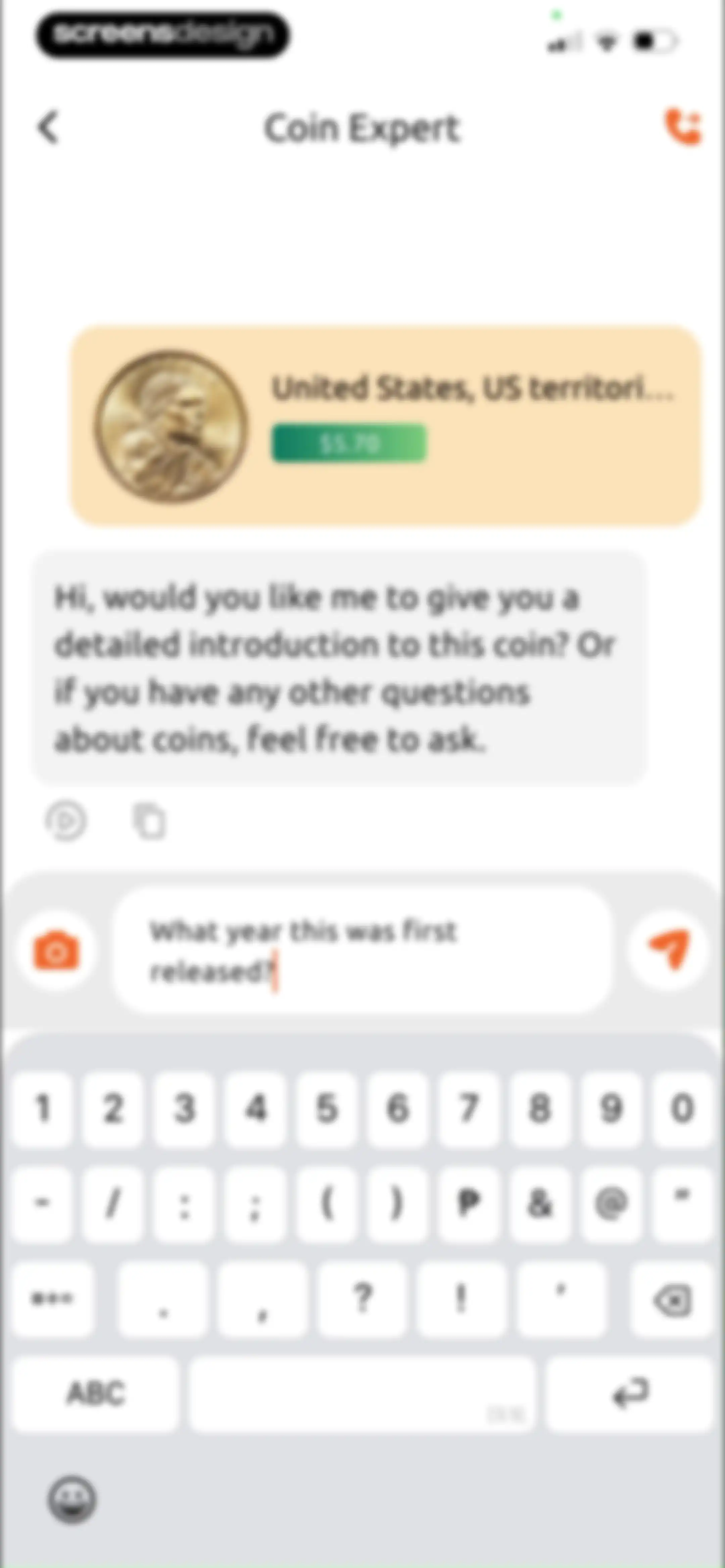 ChatCoin: Coin Identifier screen 30
