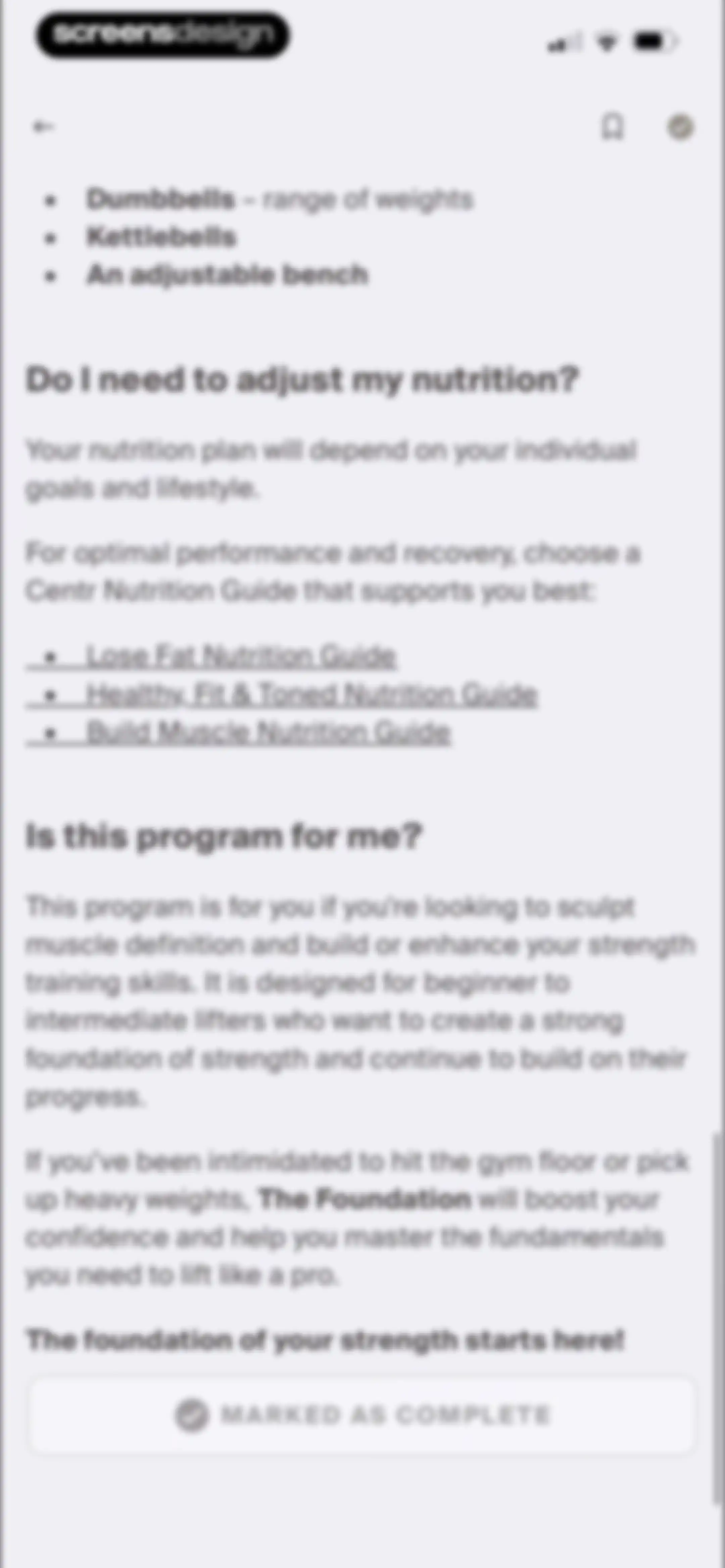 Centr: Strength & Fitness App screen 98