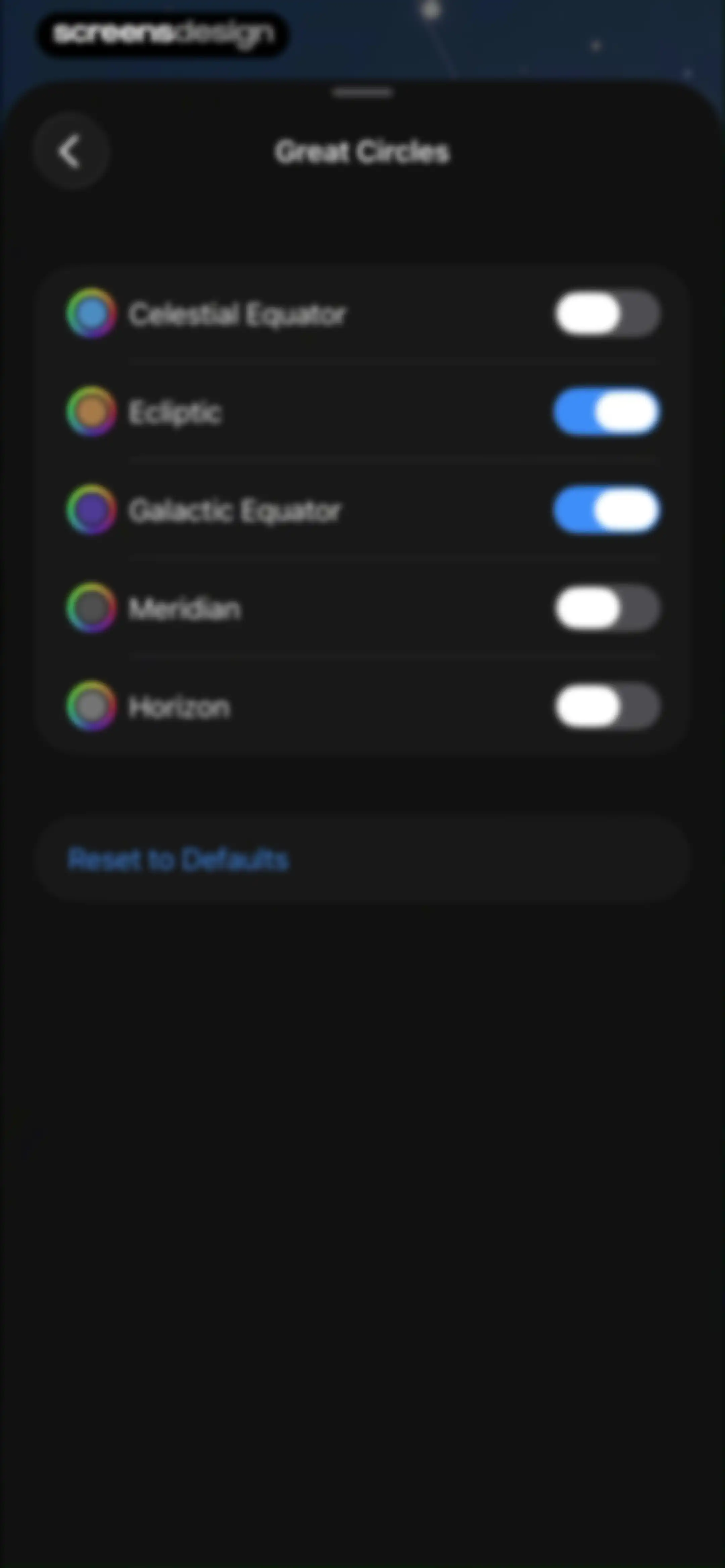 Sky Guide screen 93
