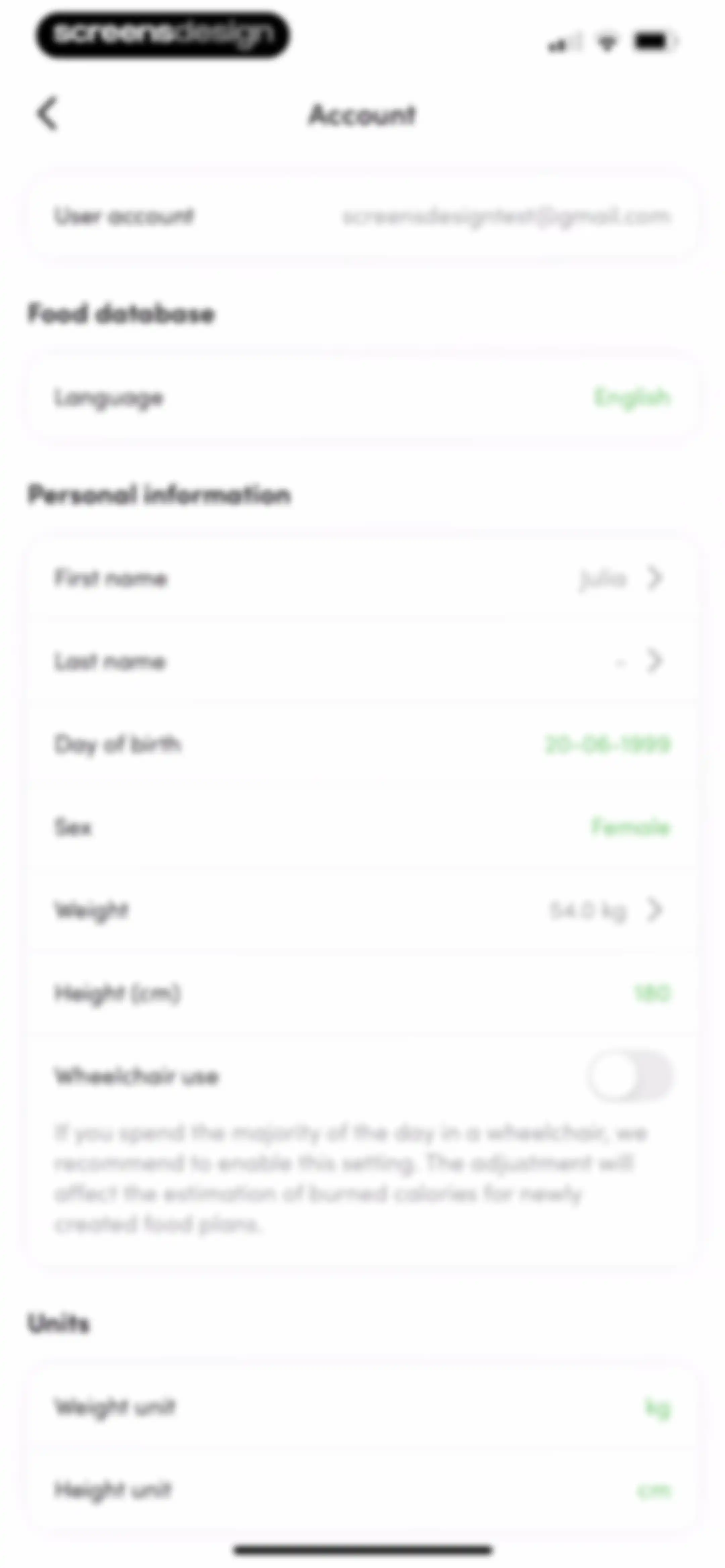 Calories and nutrition tracker screen 110