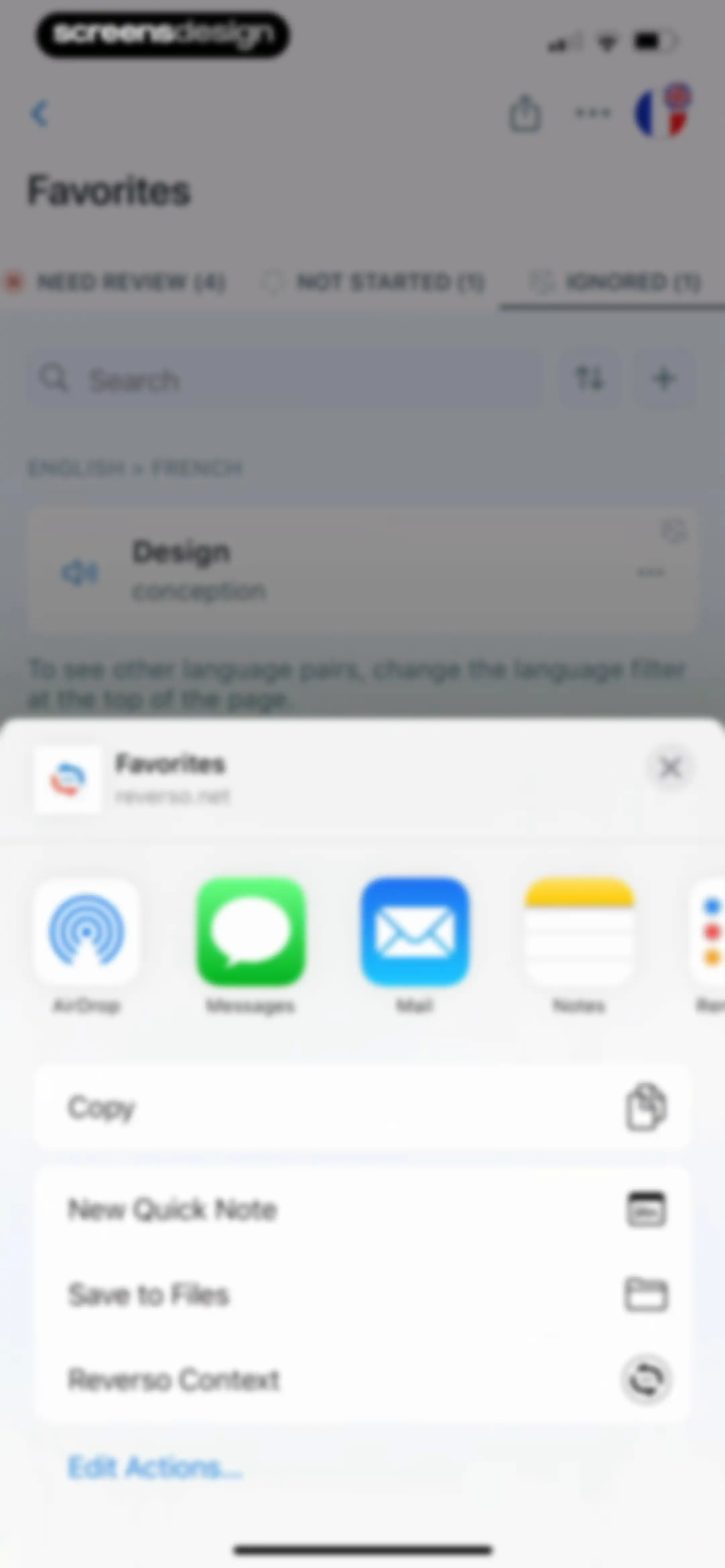 Reverso translate and learn screen 84