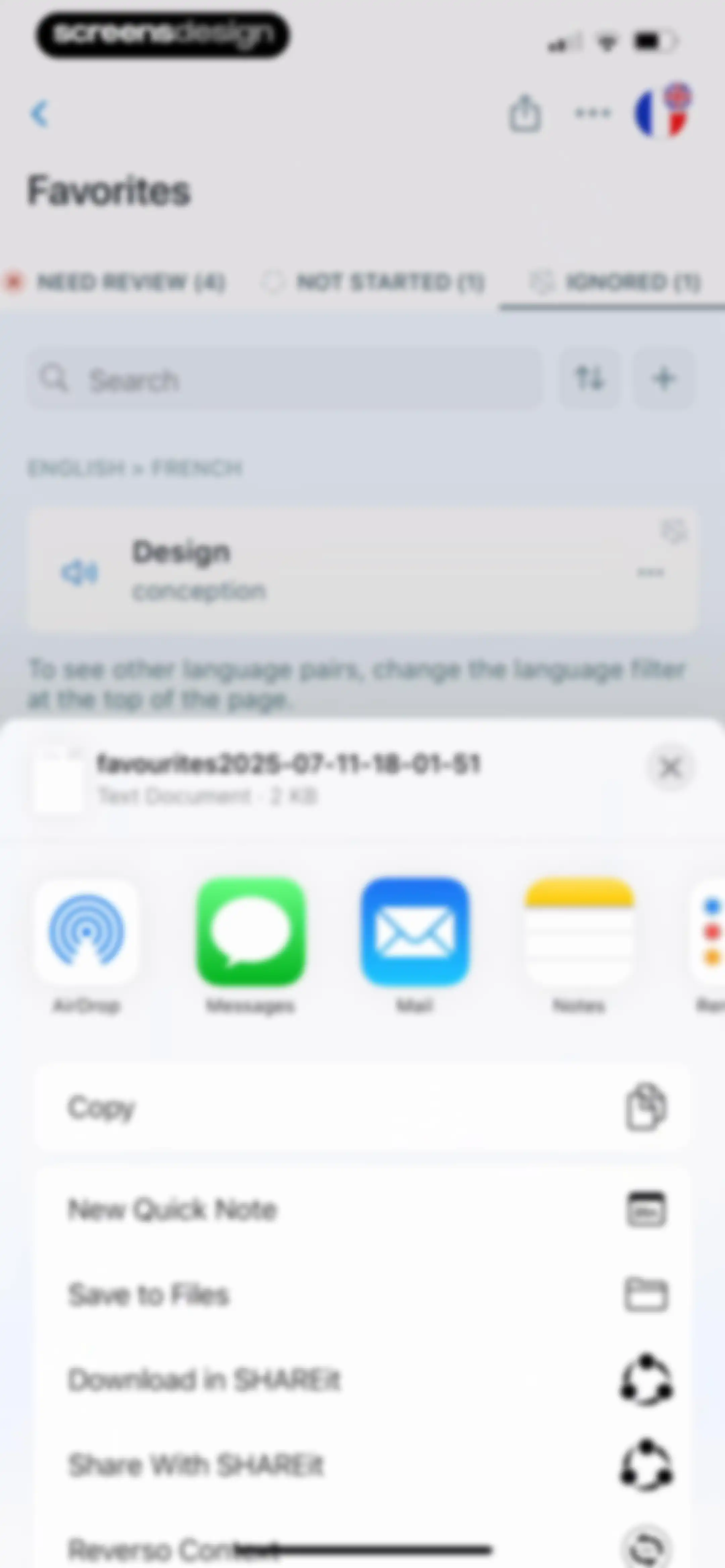 Reverso translate and learn screen 86