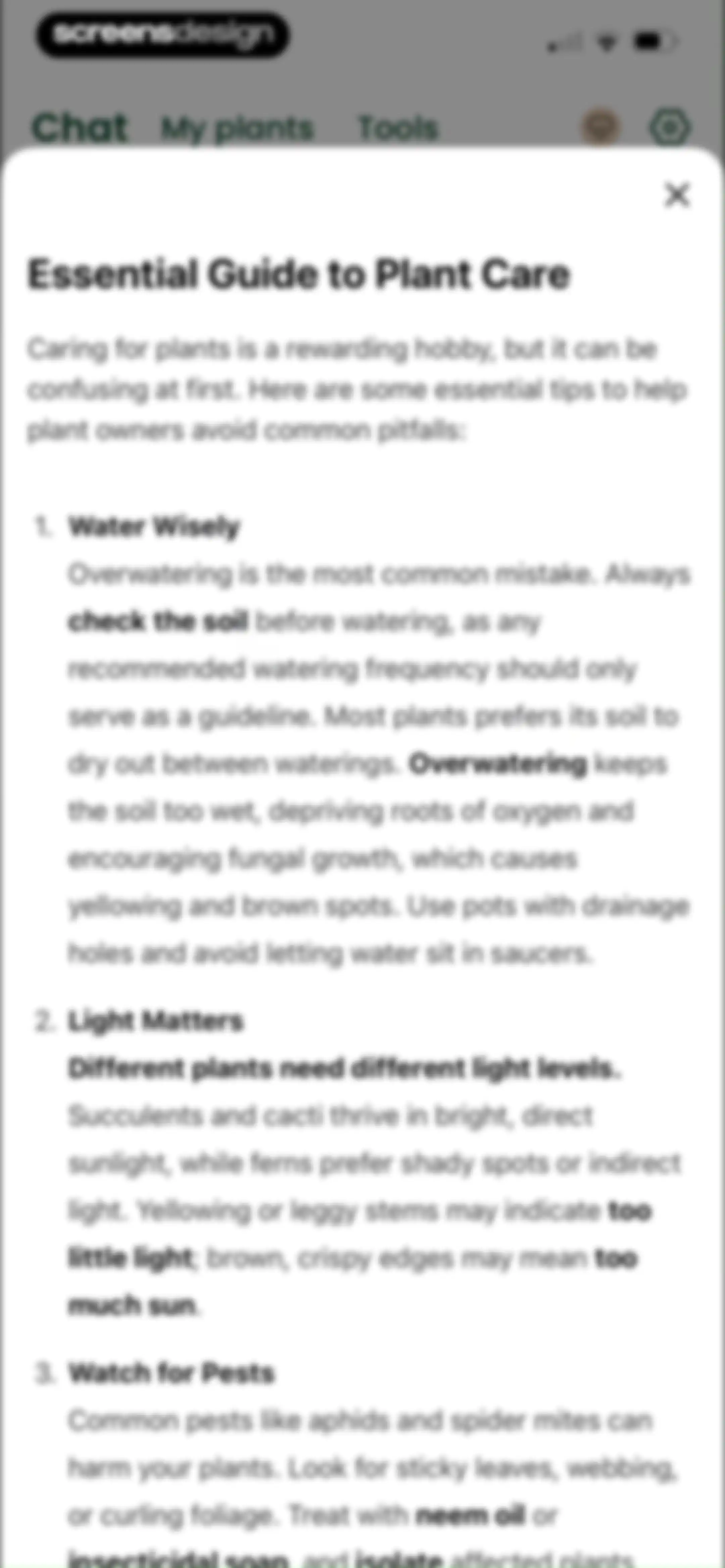 PlantAI: Identifier & Diagnose screen 50