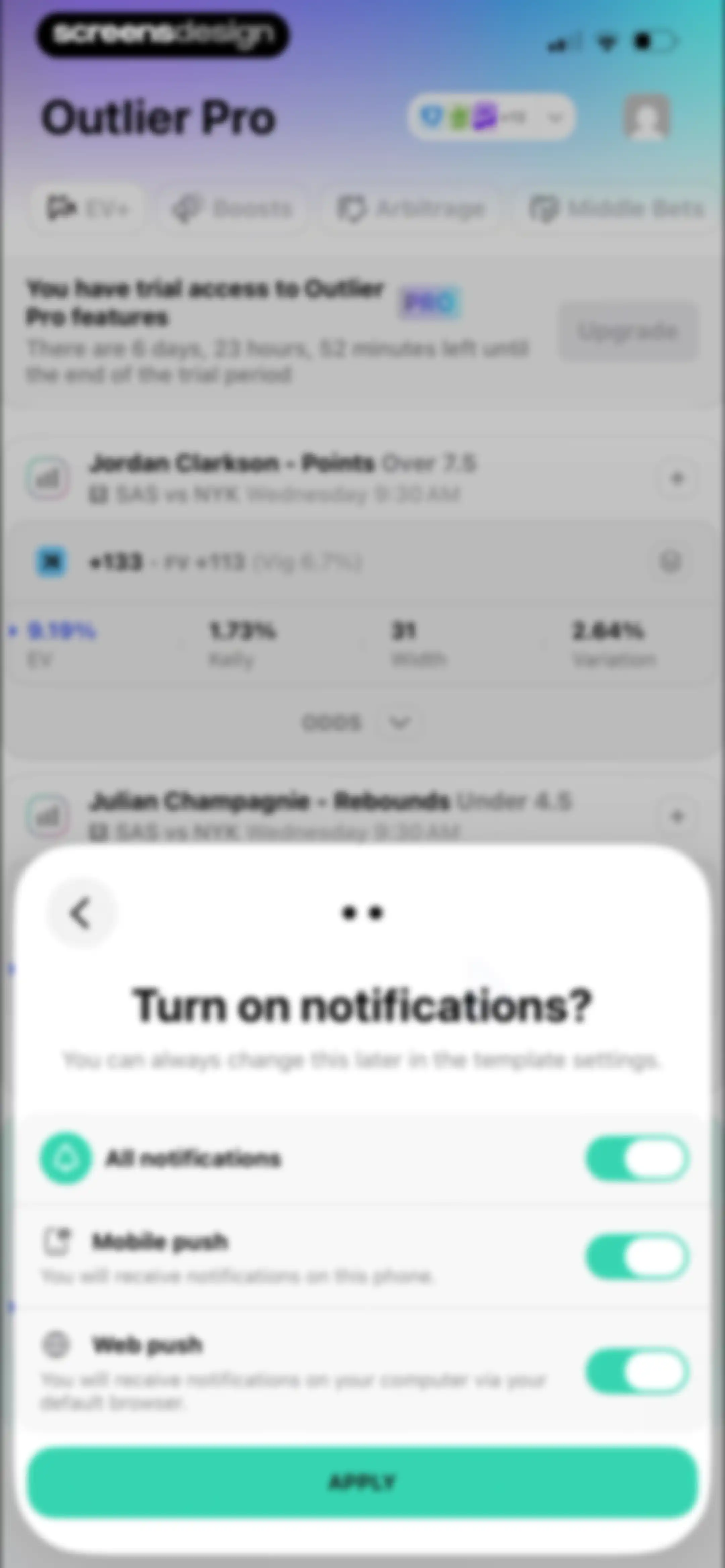 Outlier: Smart Sports Betting screen 97
