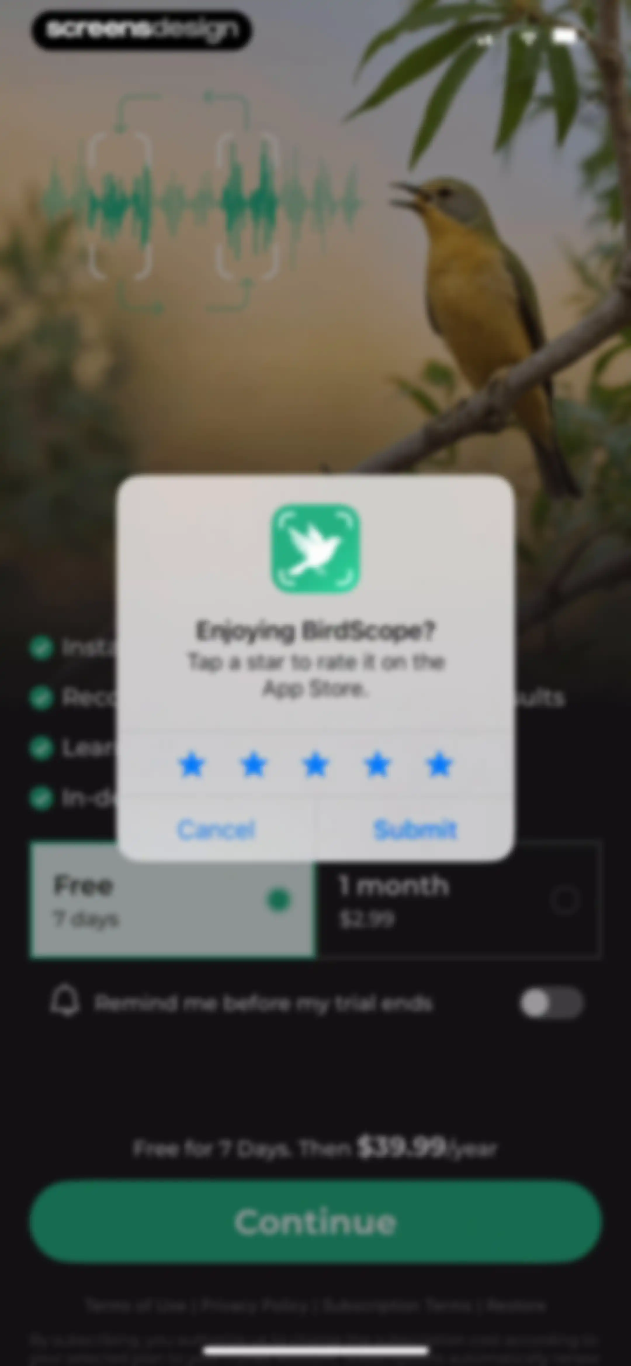 Bird Identifier: BirdScope screen 8
