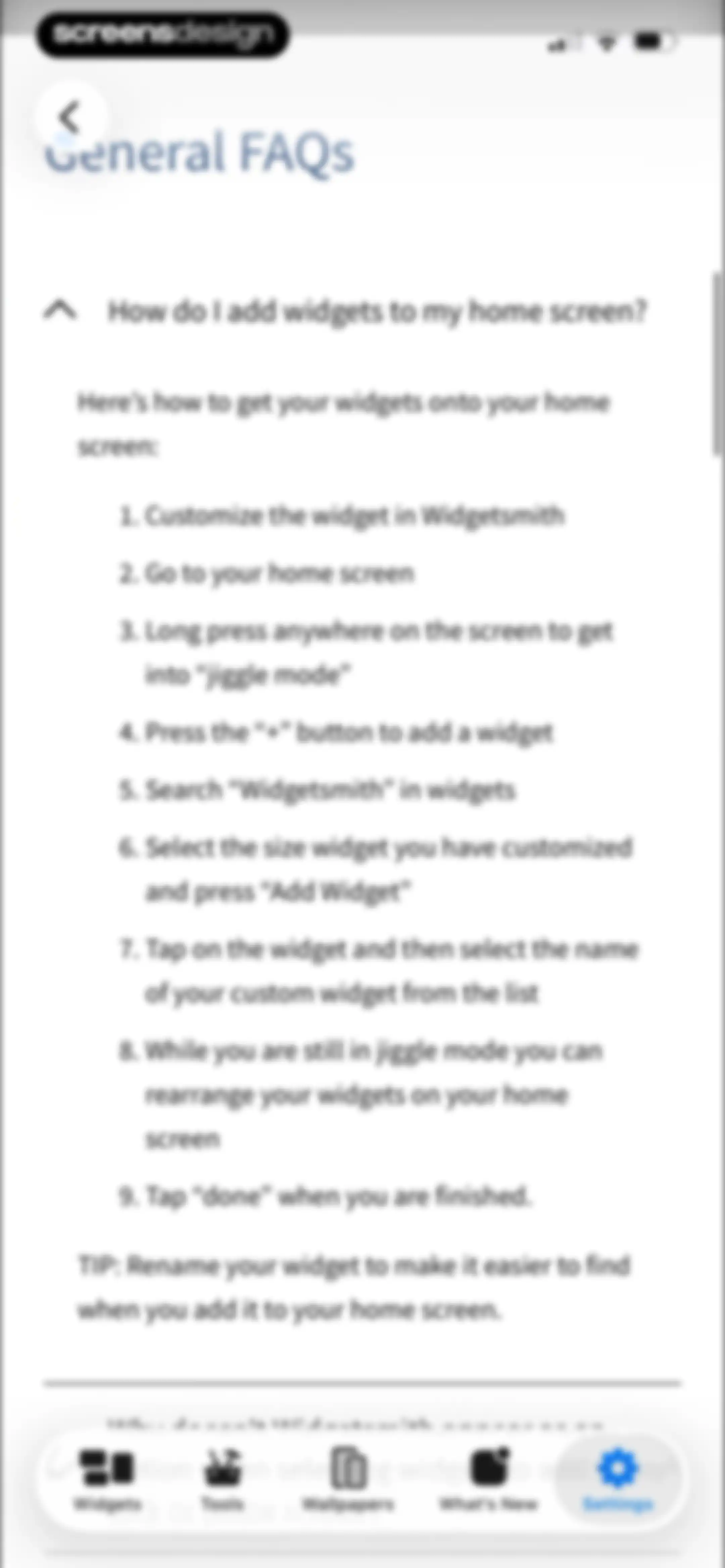 Widgetsmith screen 133