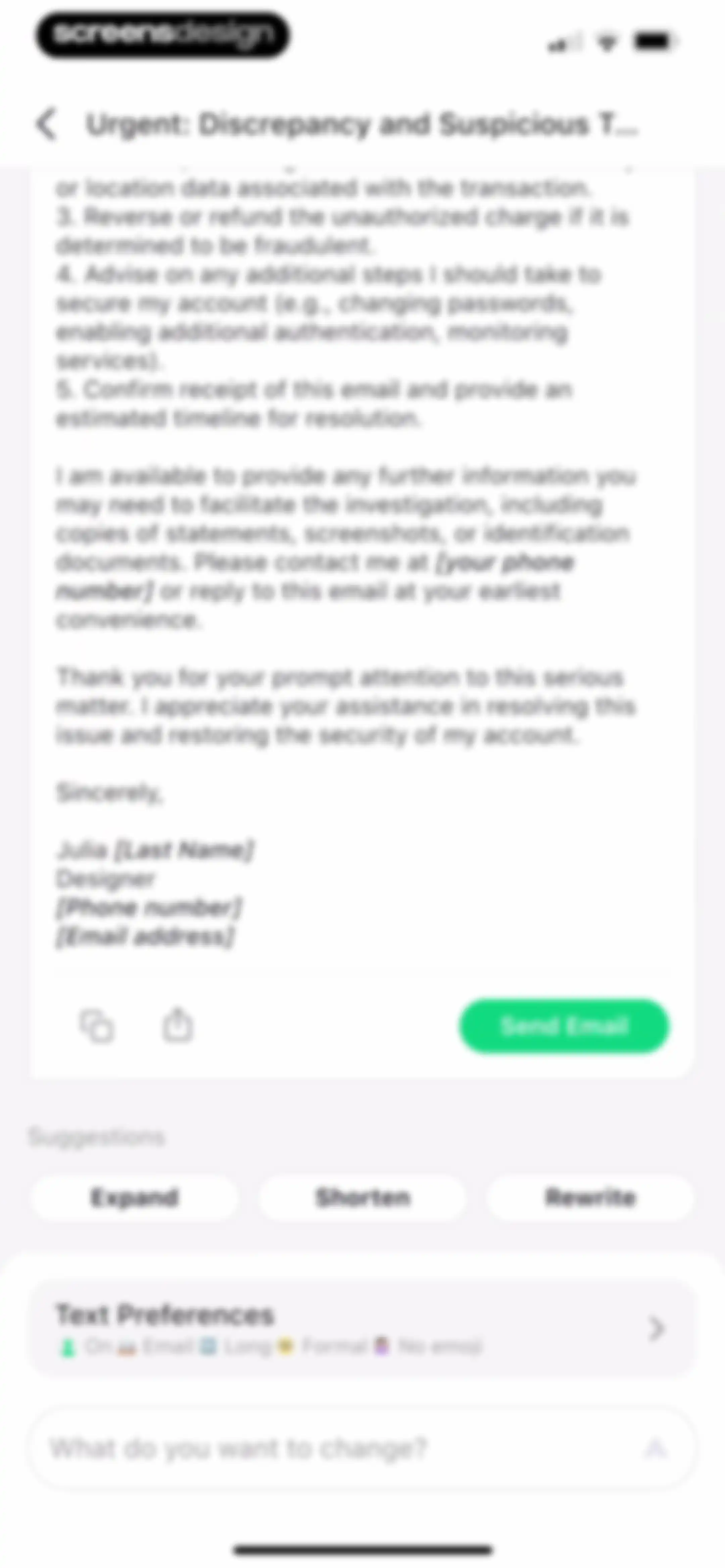 Friday AI Email Writer screen 24