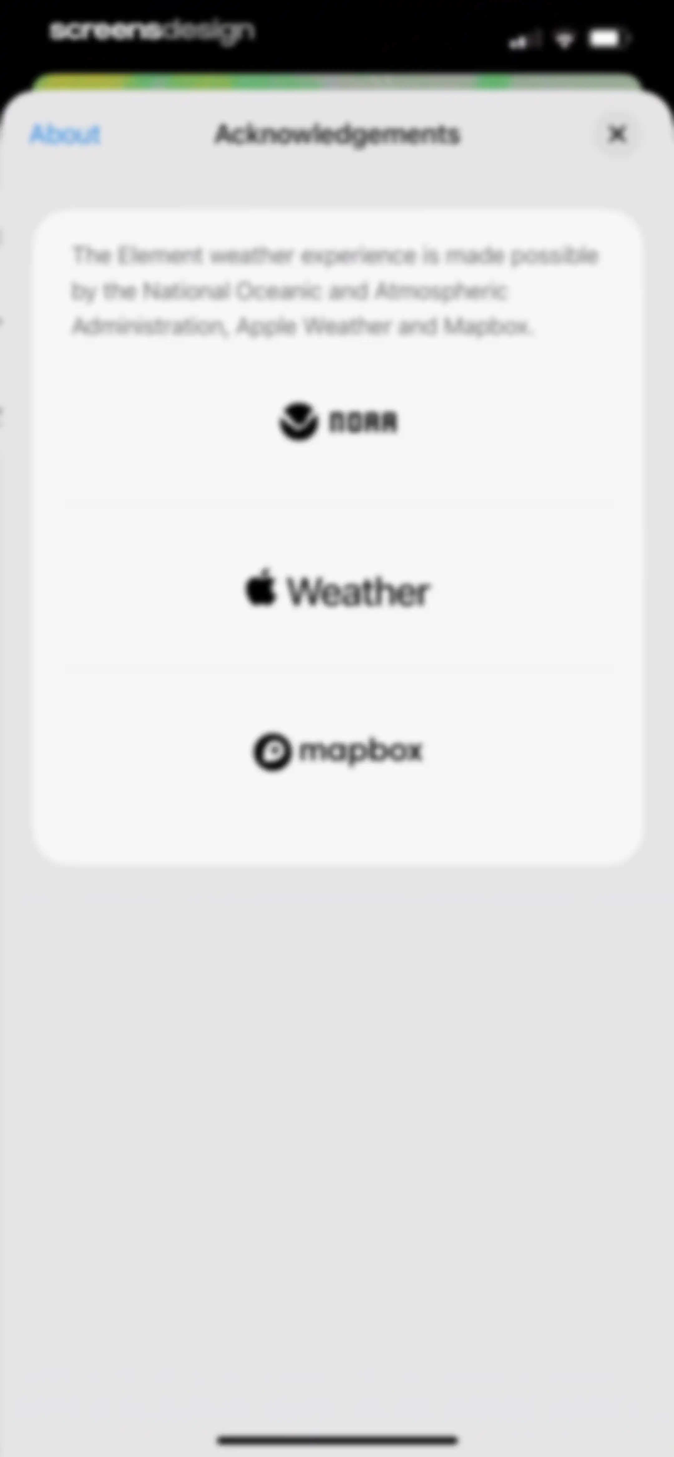 Element: Weather Radar screen 103