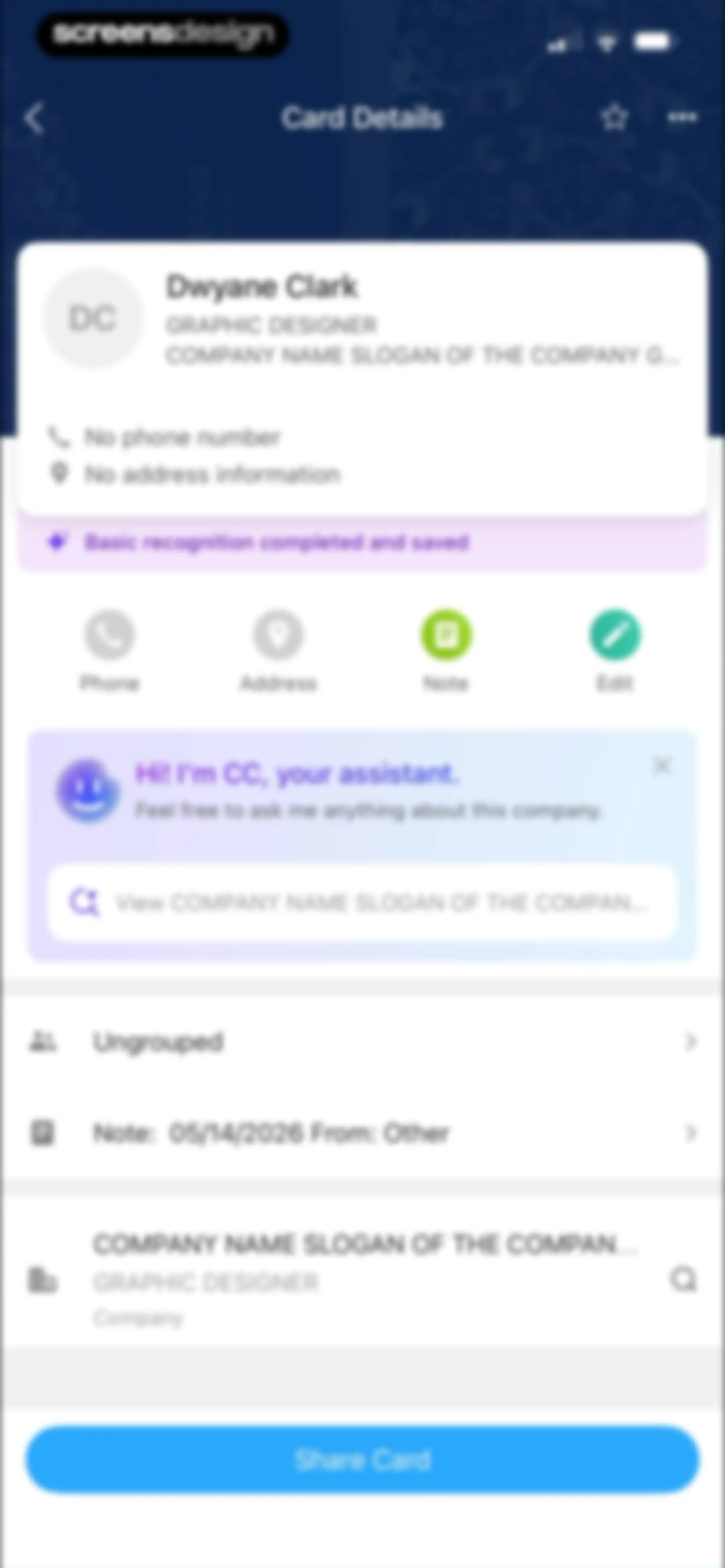 CamCard AI Business Assistant screen 134
