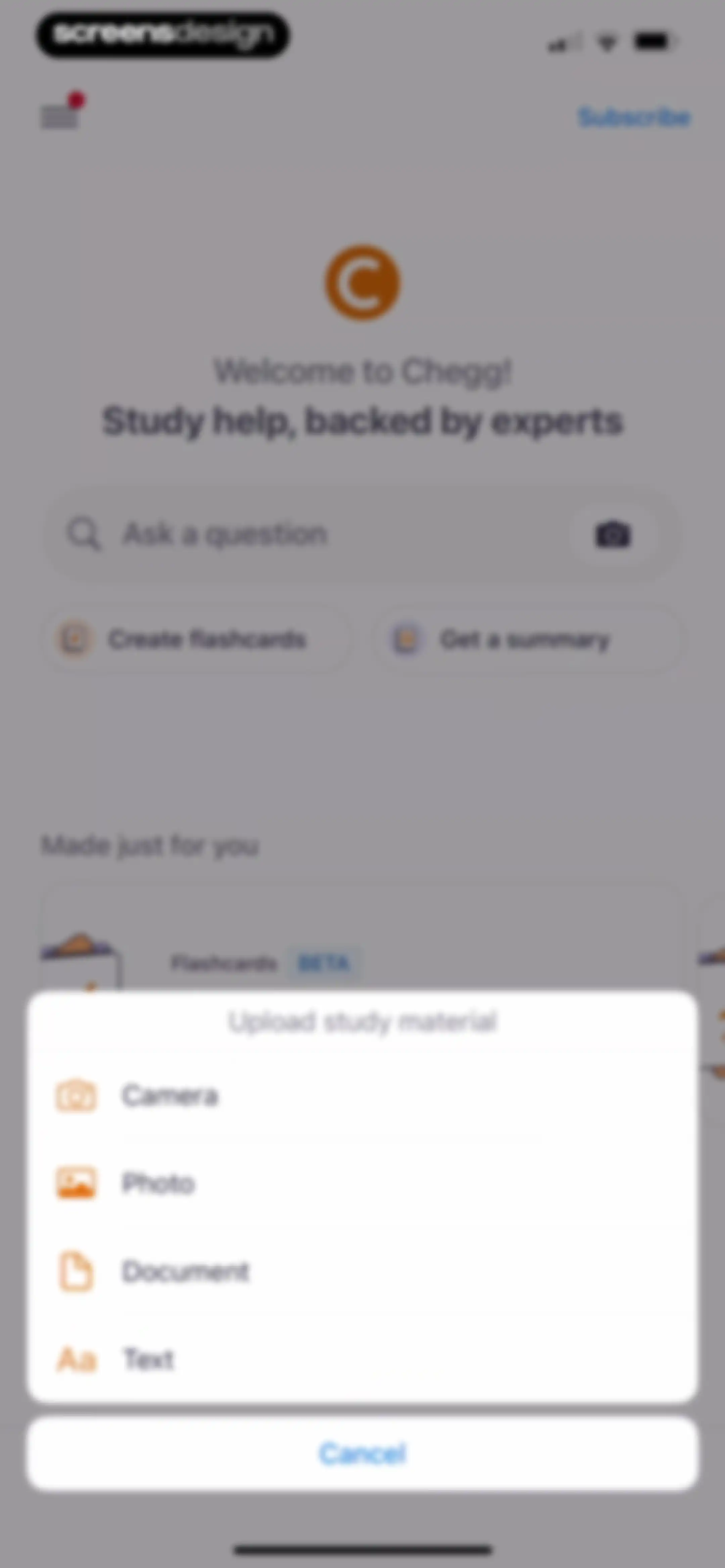 Chegg Study - Homework Help screen 30
