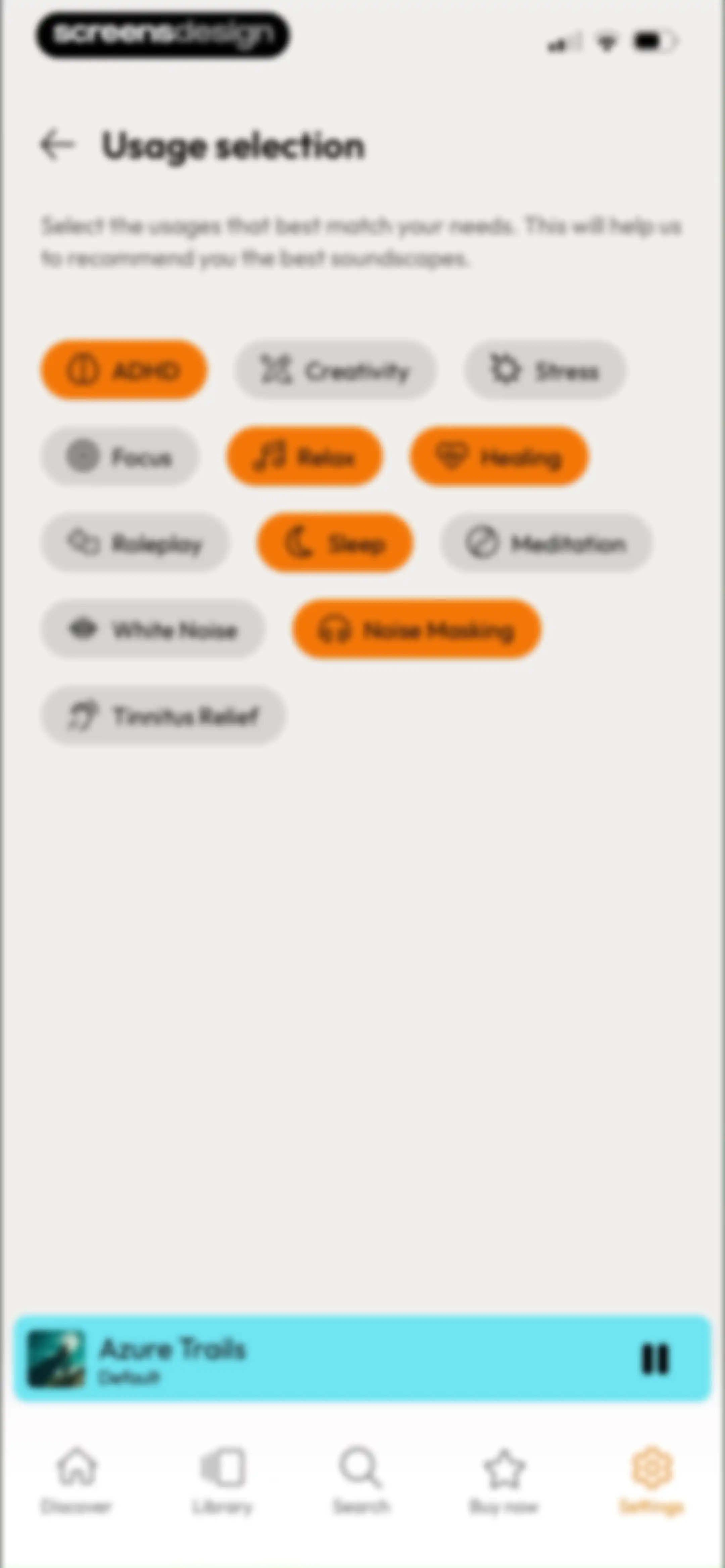 myNoise: Focus · Relax · Sleep screen 41