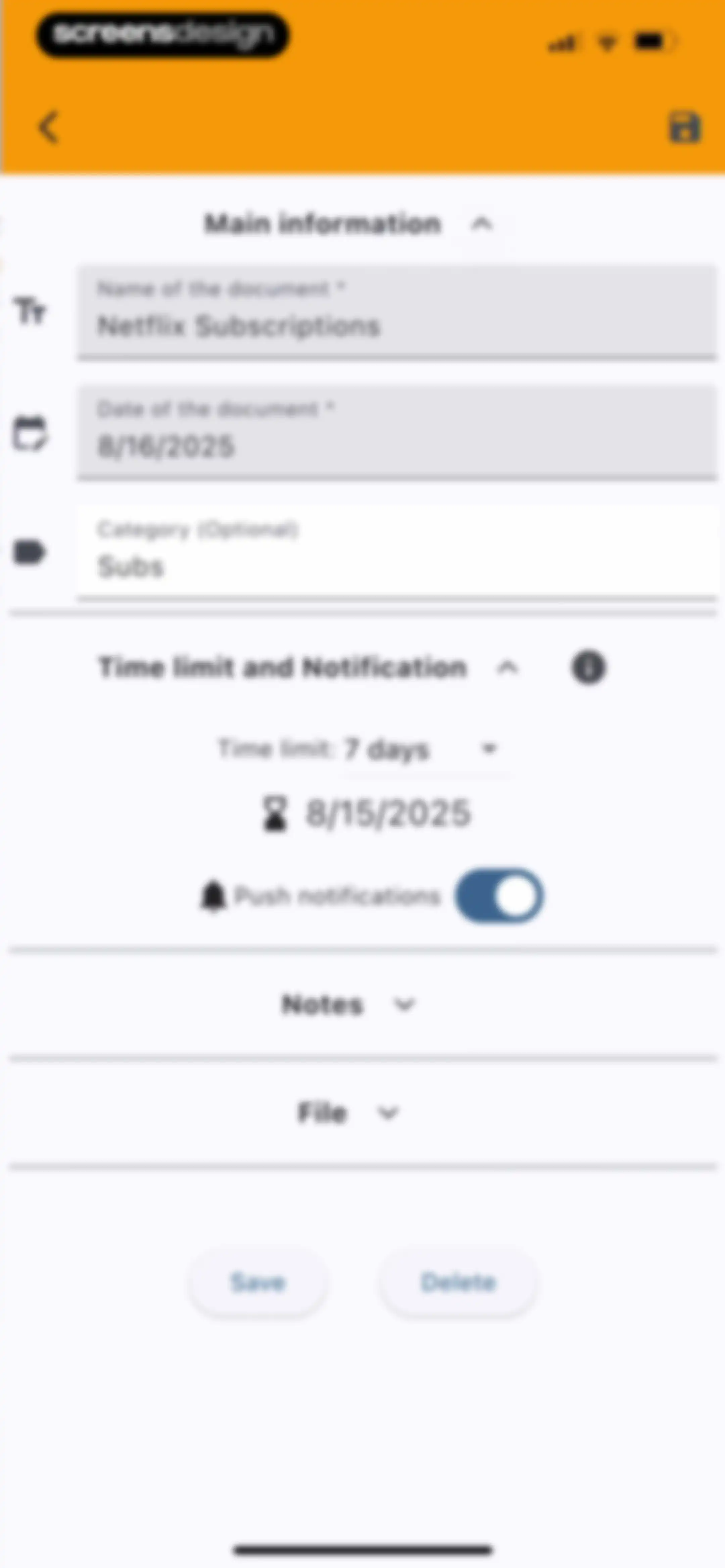 ExpiNotif: Expiration dates screen 28