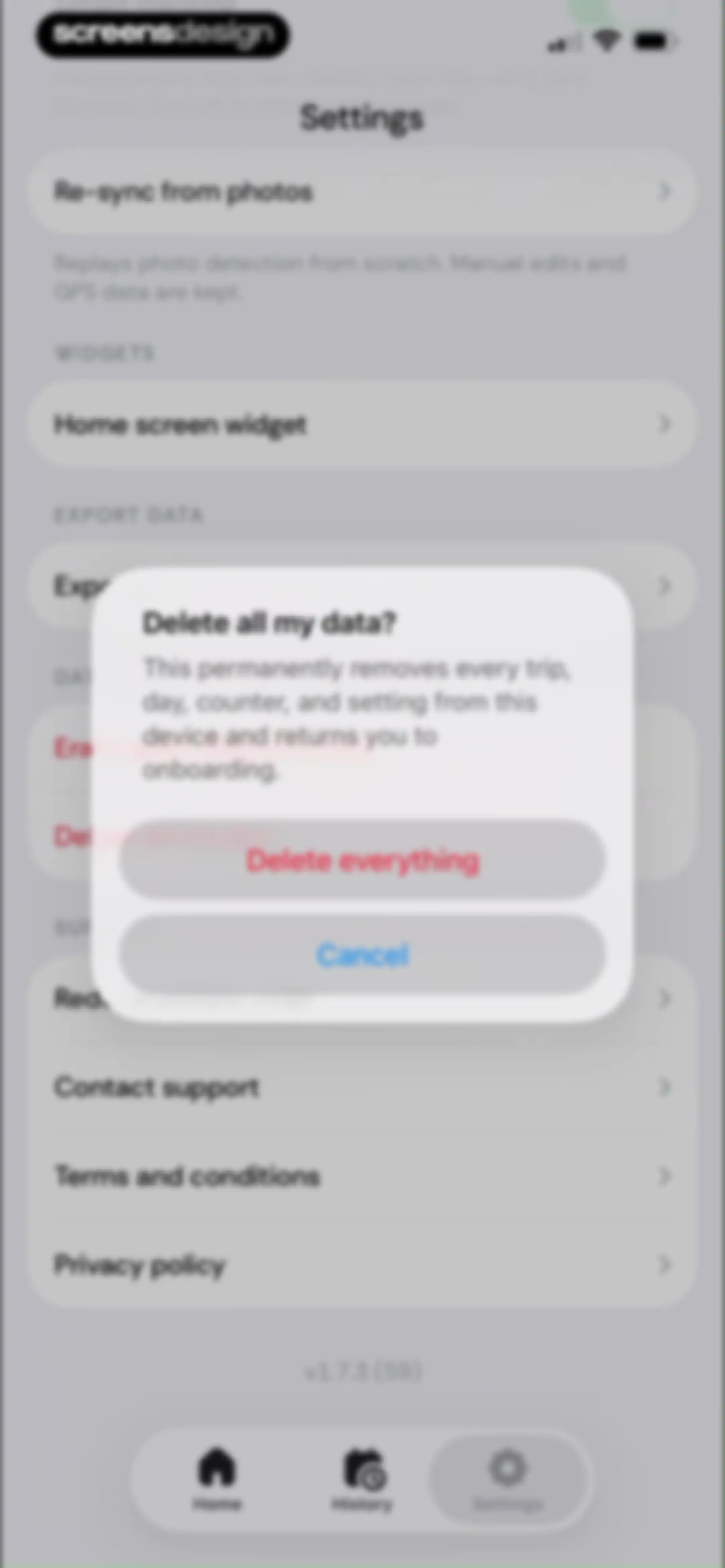 Country Days Tracker: Bounded screen 99