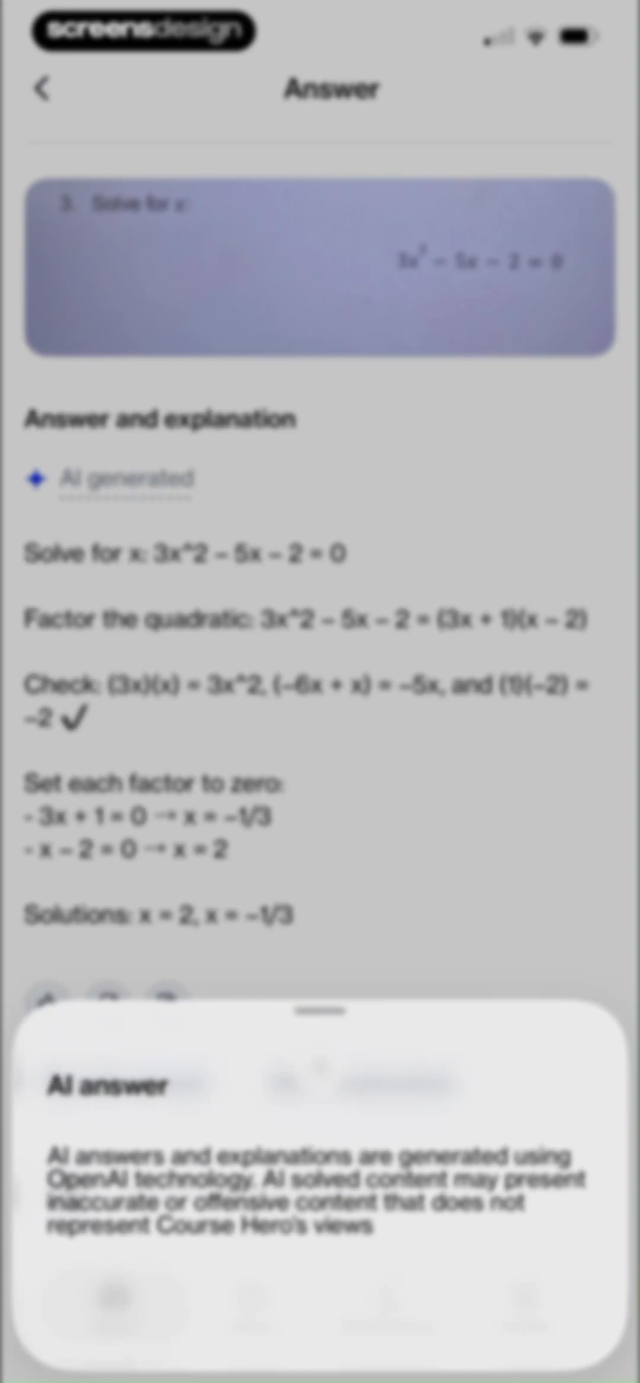 Course Hero: AI Homework Help screen 15