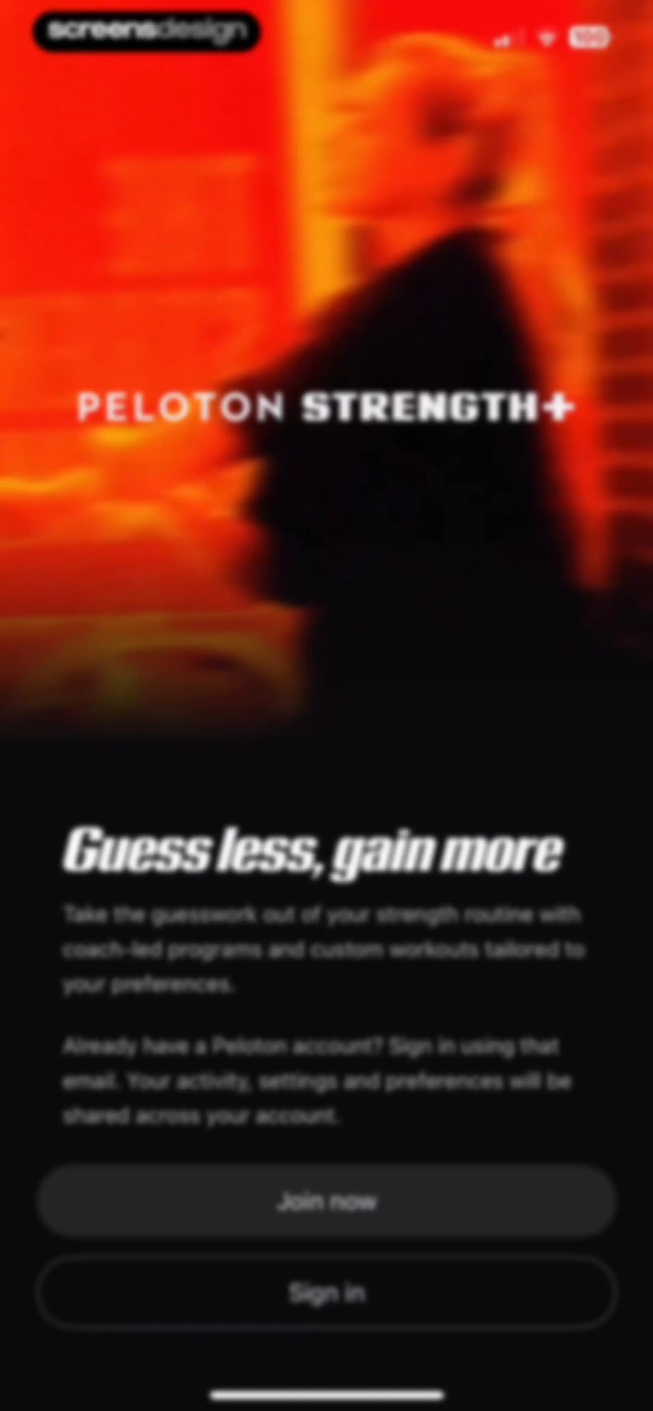 Peloton Strength+ screen 1