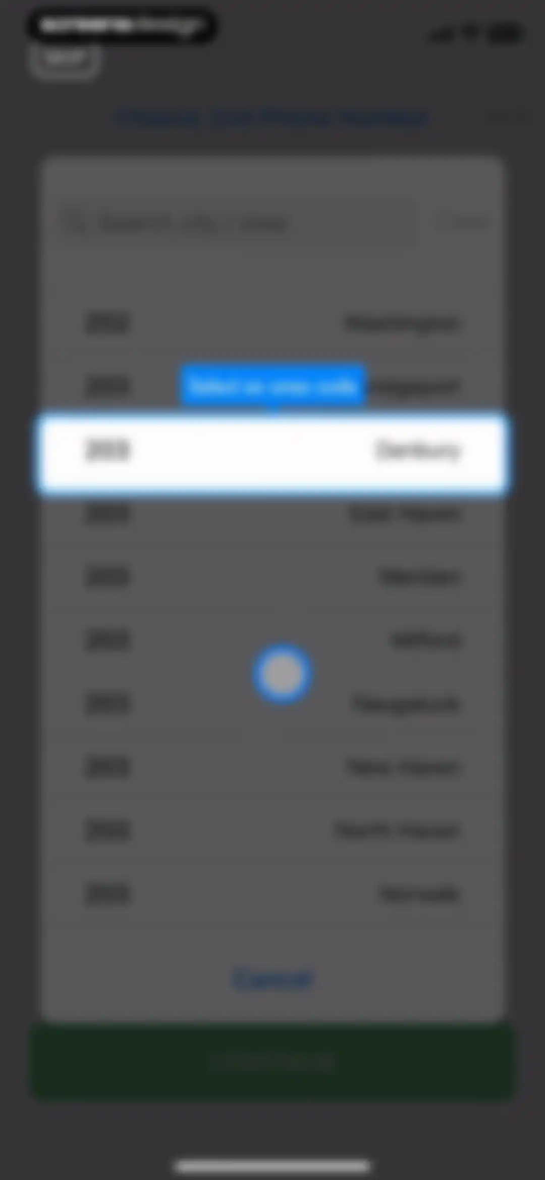 Second Phone Number' screen 7