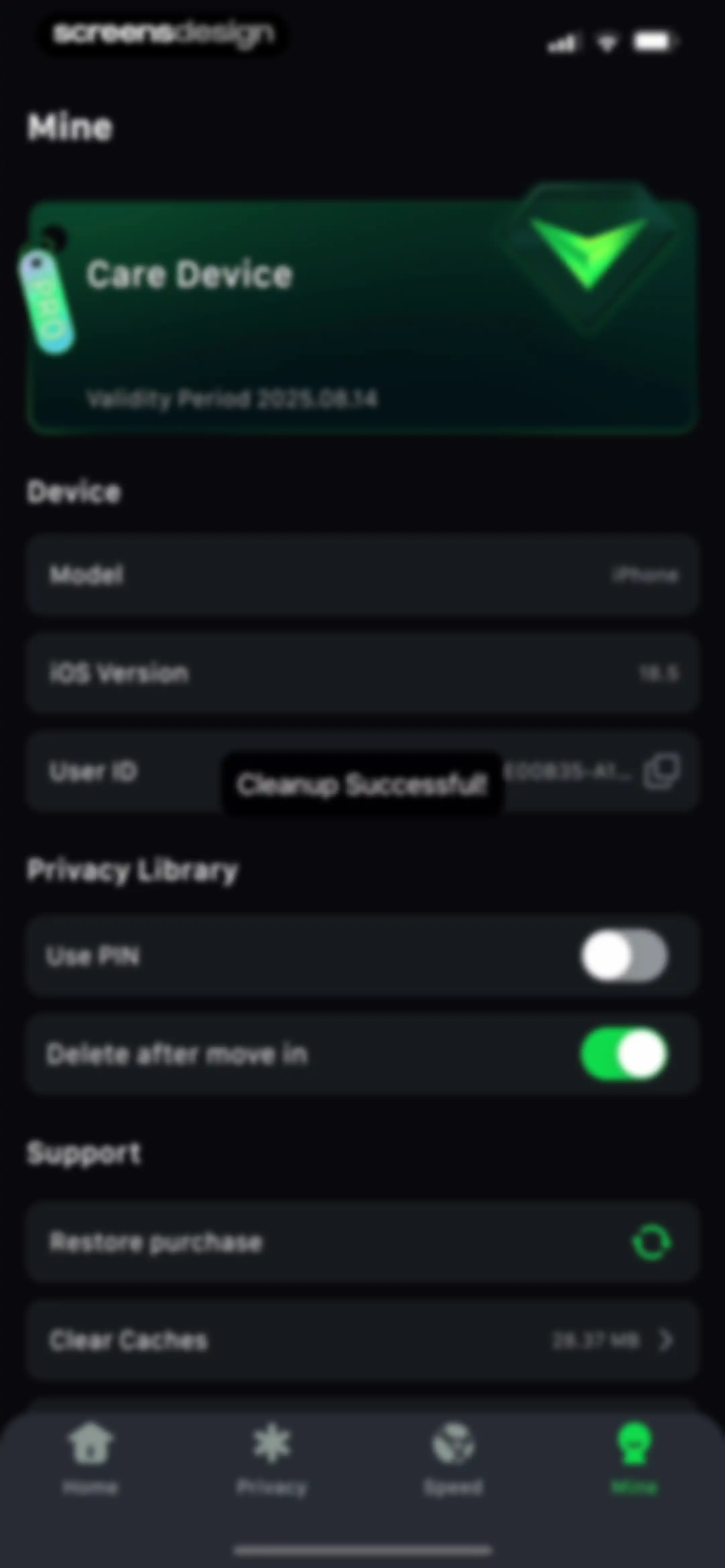 Device Care: Storage & Battery screen 132