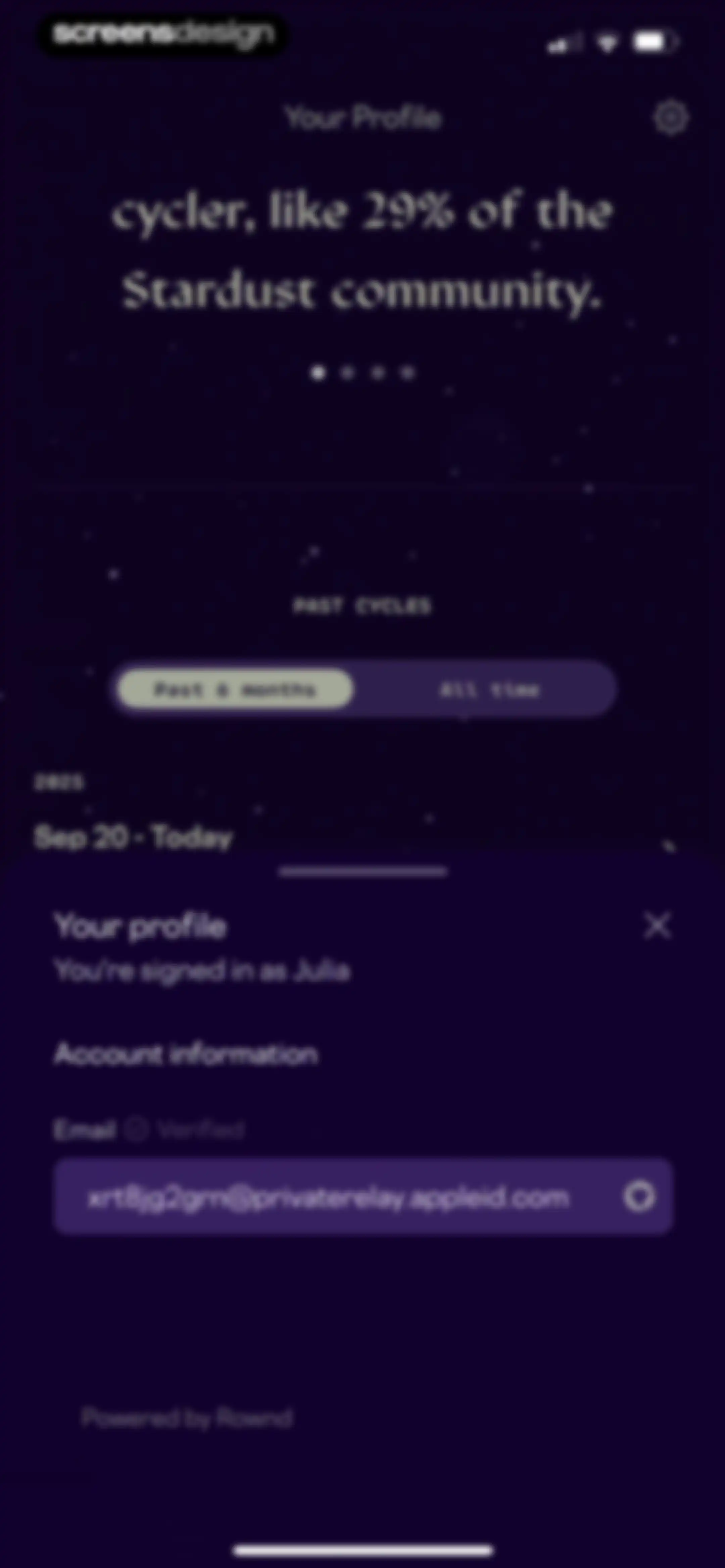 Stardust Period Tracker screen 154
